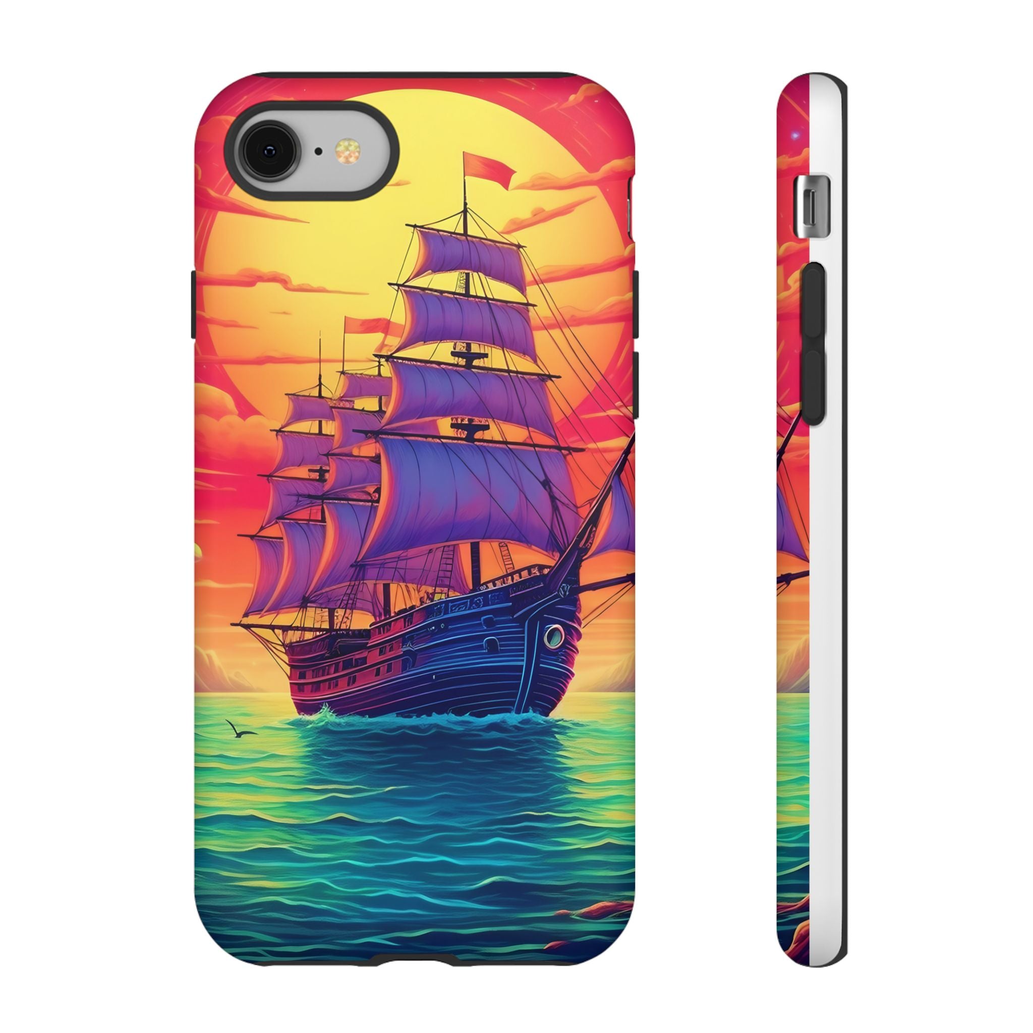 Sunset Galleon Hexagon Stone iPhone Case