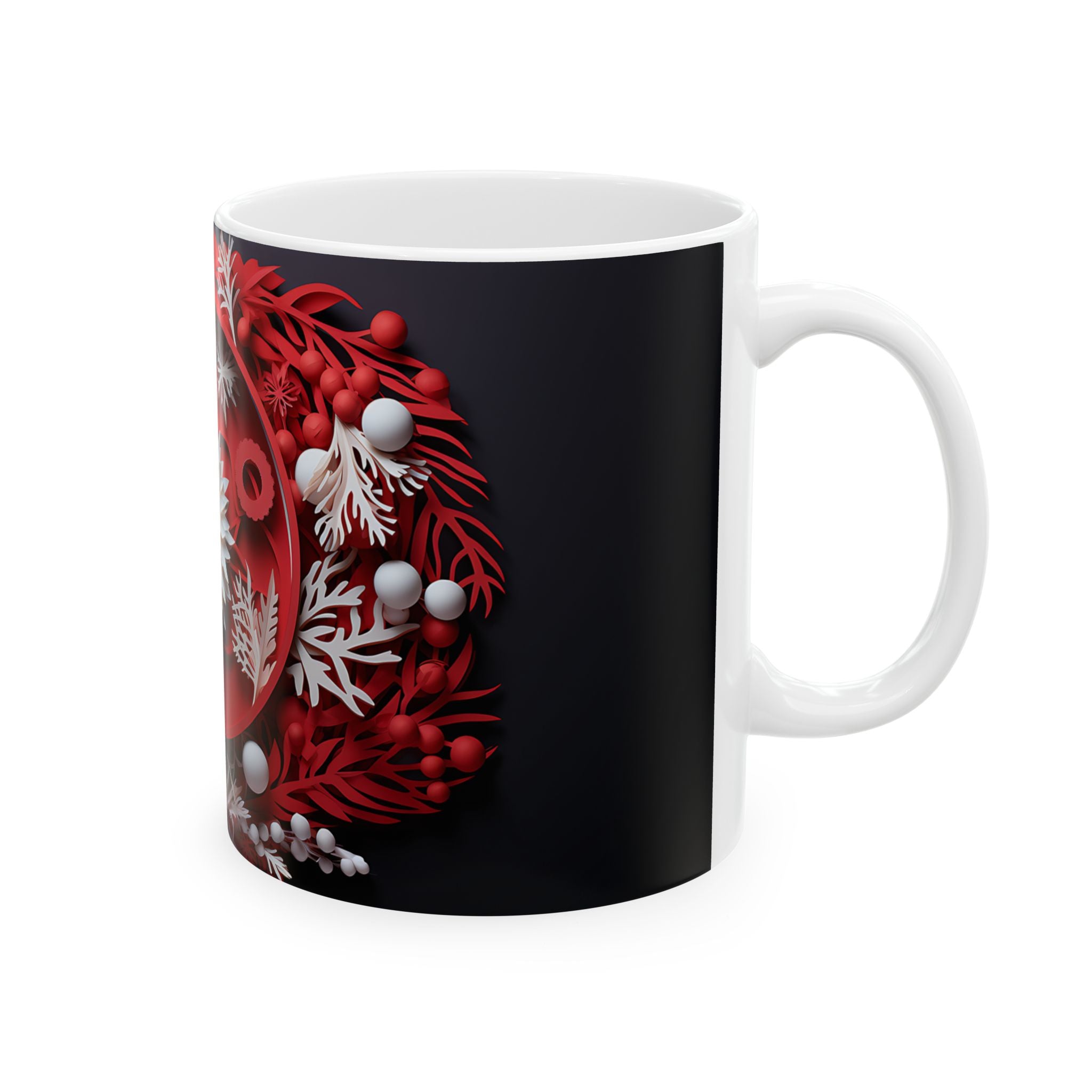 Paper Flower Holiday Mug - Red & White