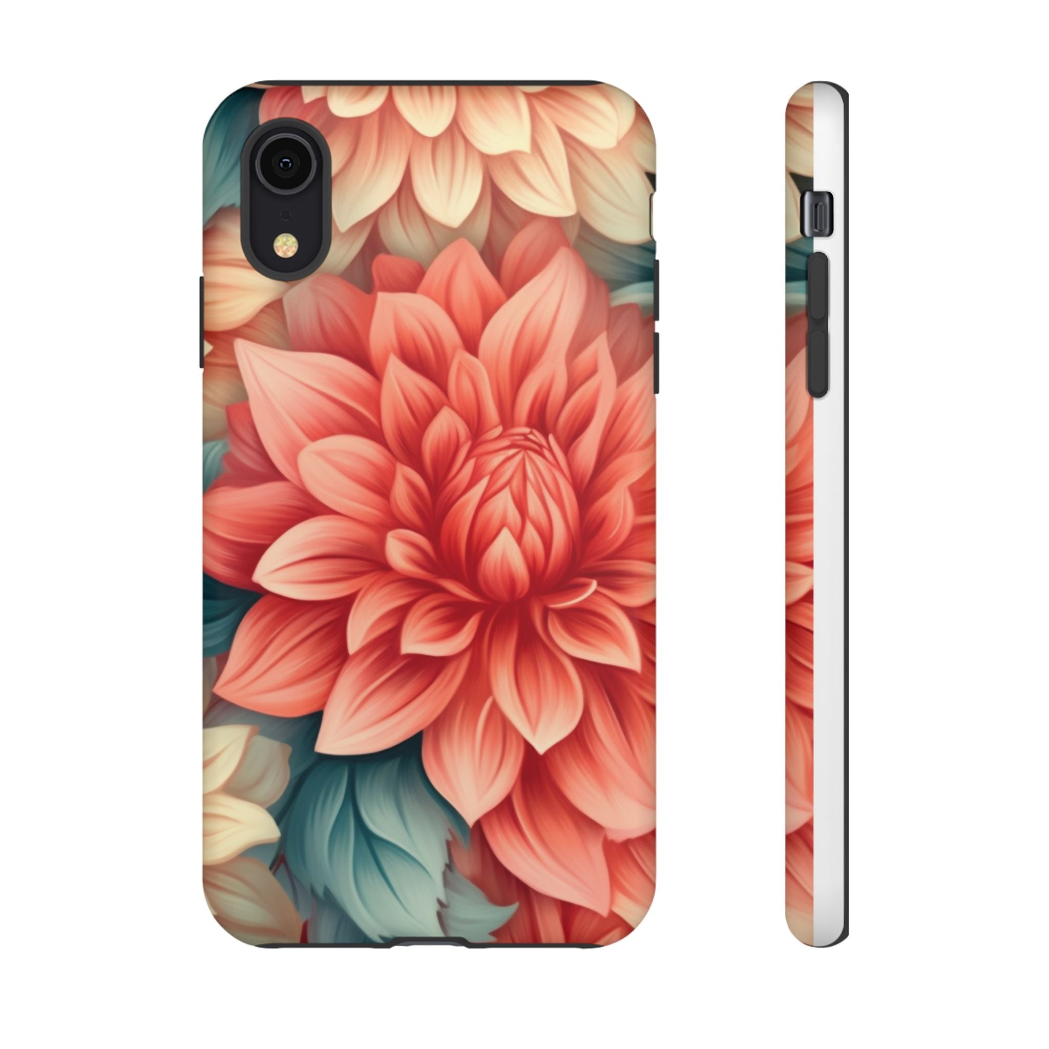 Coral Dahlia Hexagon iPhone Case - Rugged Texture