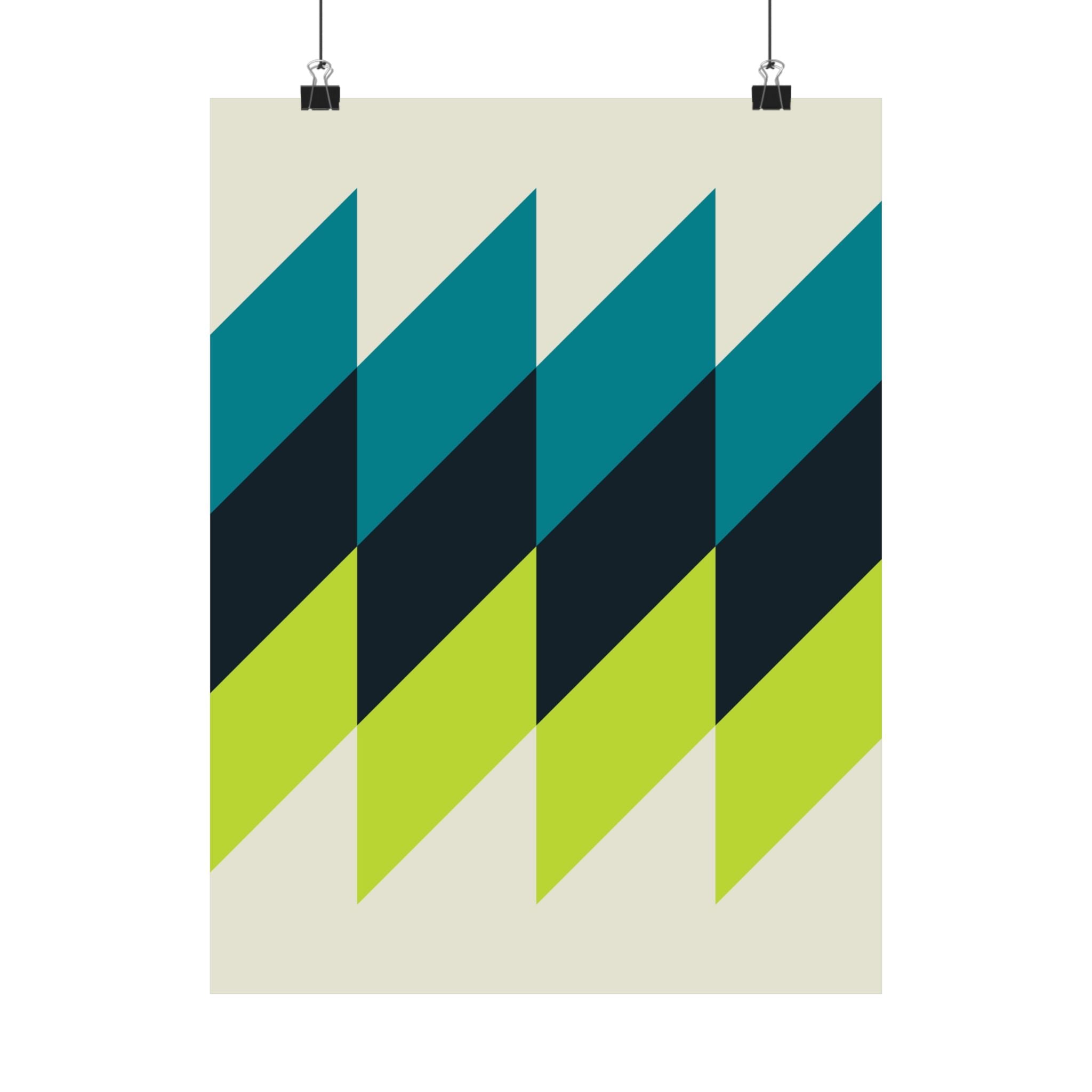 Geometric Teal & Lime Green Wave Poster