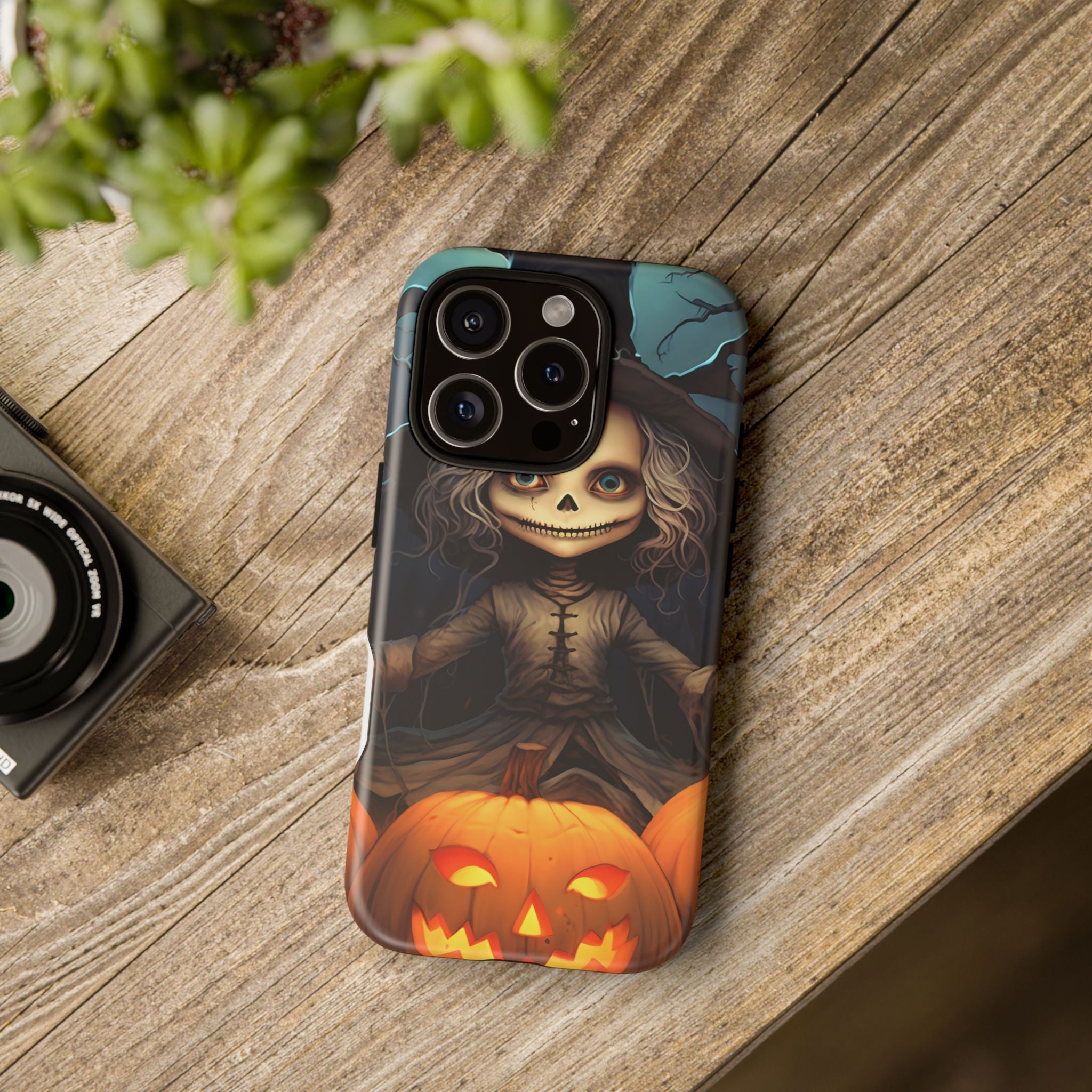 Spooky Skull Girl Halloween iPhone Case - Hexagon Stone