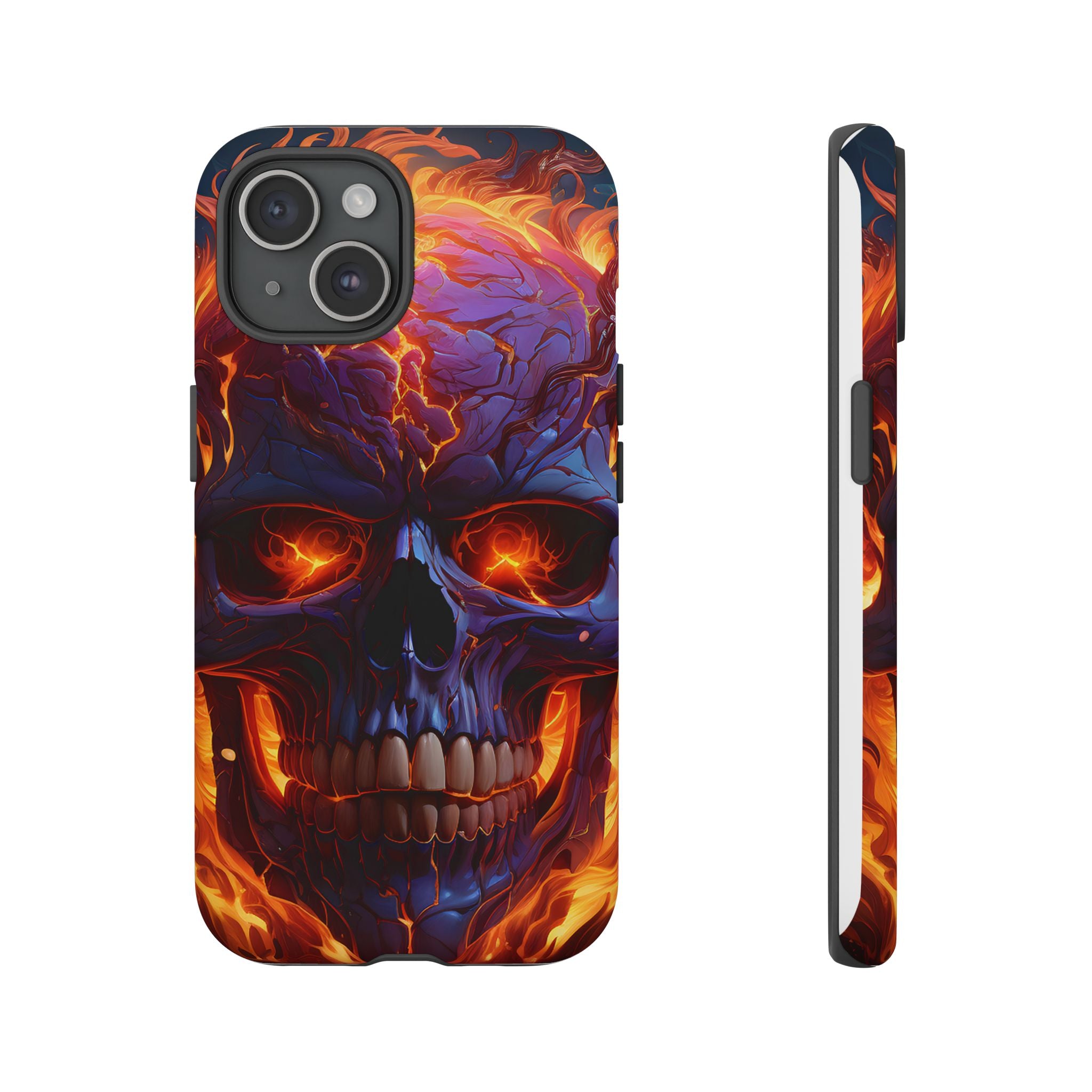 Fiery Skull Hexagon iPhone Case - Rugged Texture