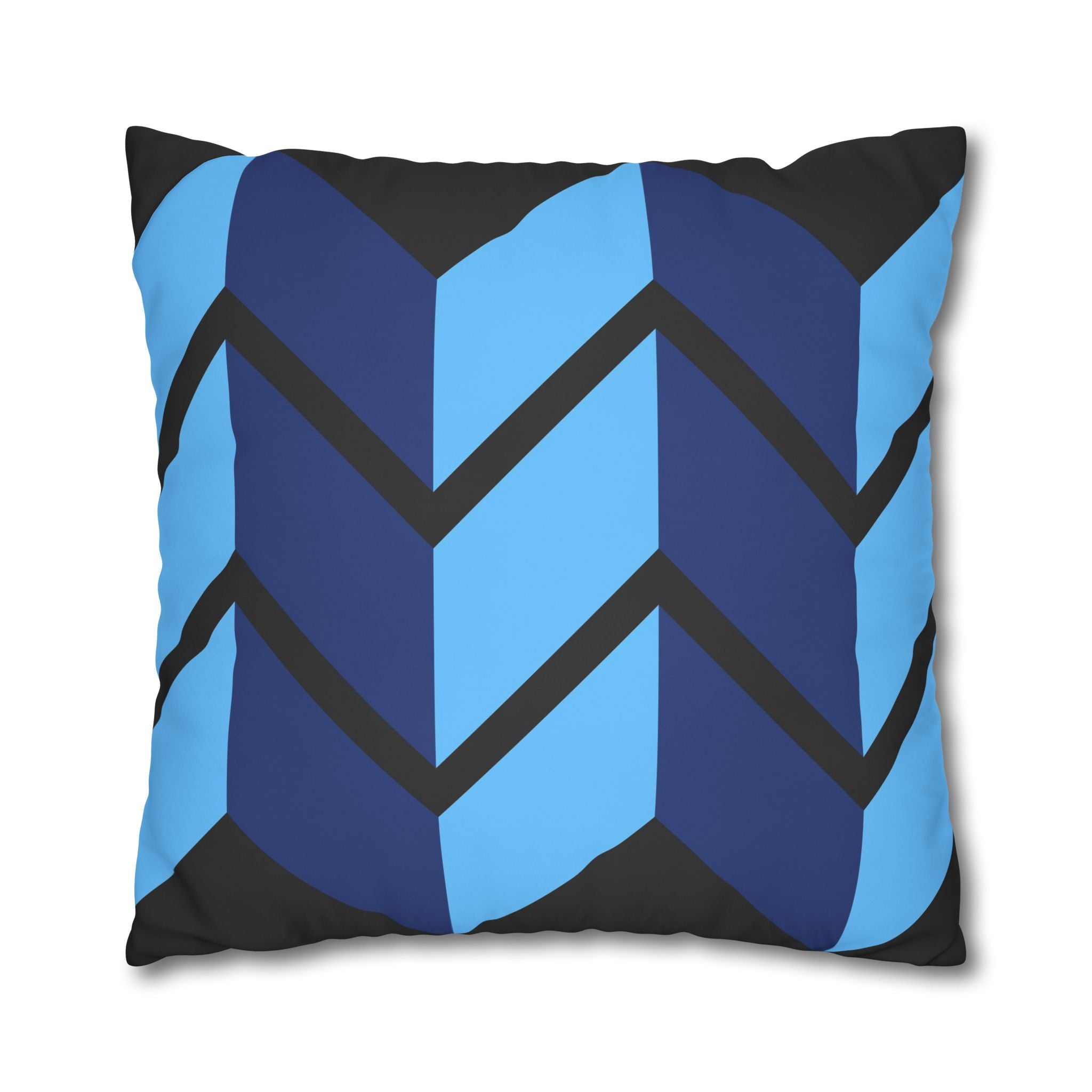 Geometric Chevron Pillowcase - Navy & Sky Blue