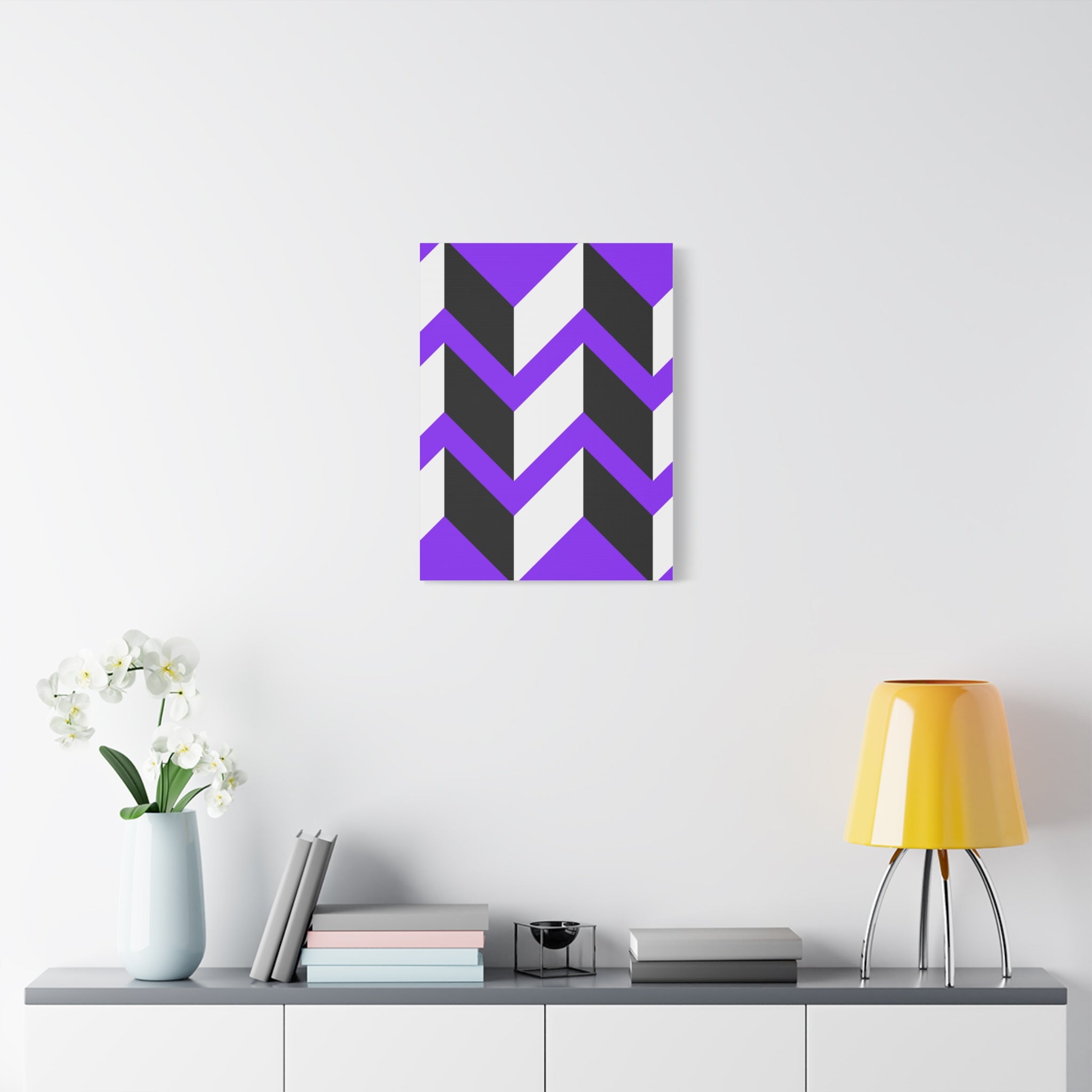 Purple Geometric Wave Canvas Art