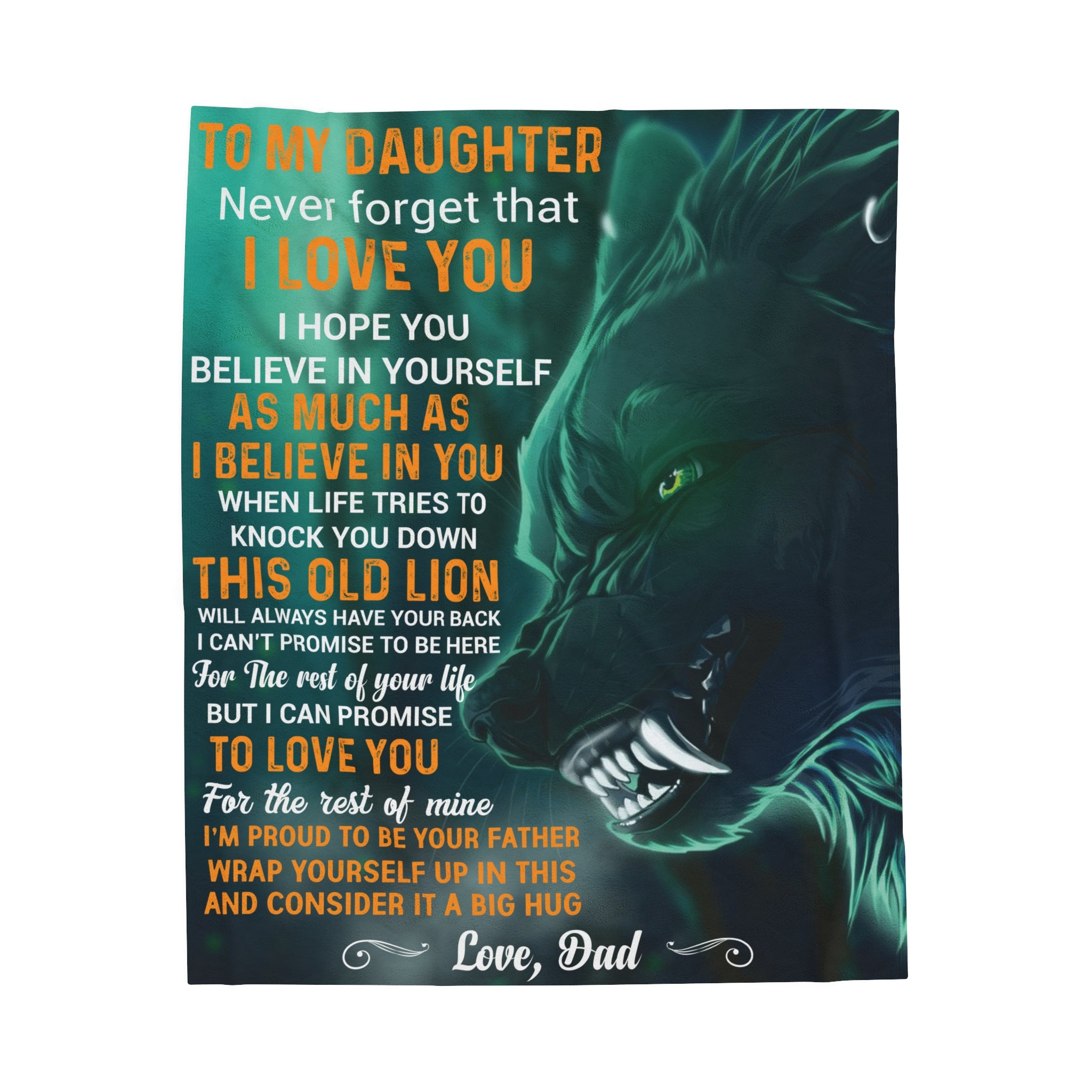 Dad's Wolf Velveteen Blanket: Love & Support