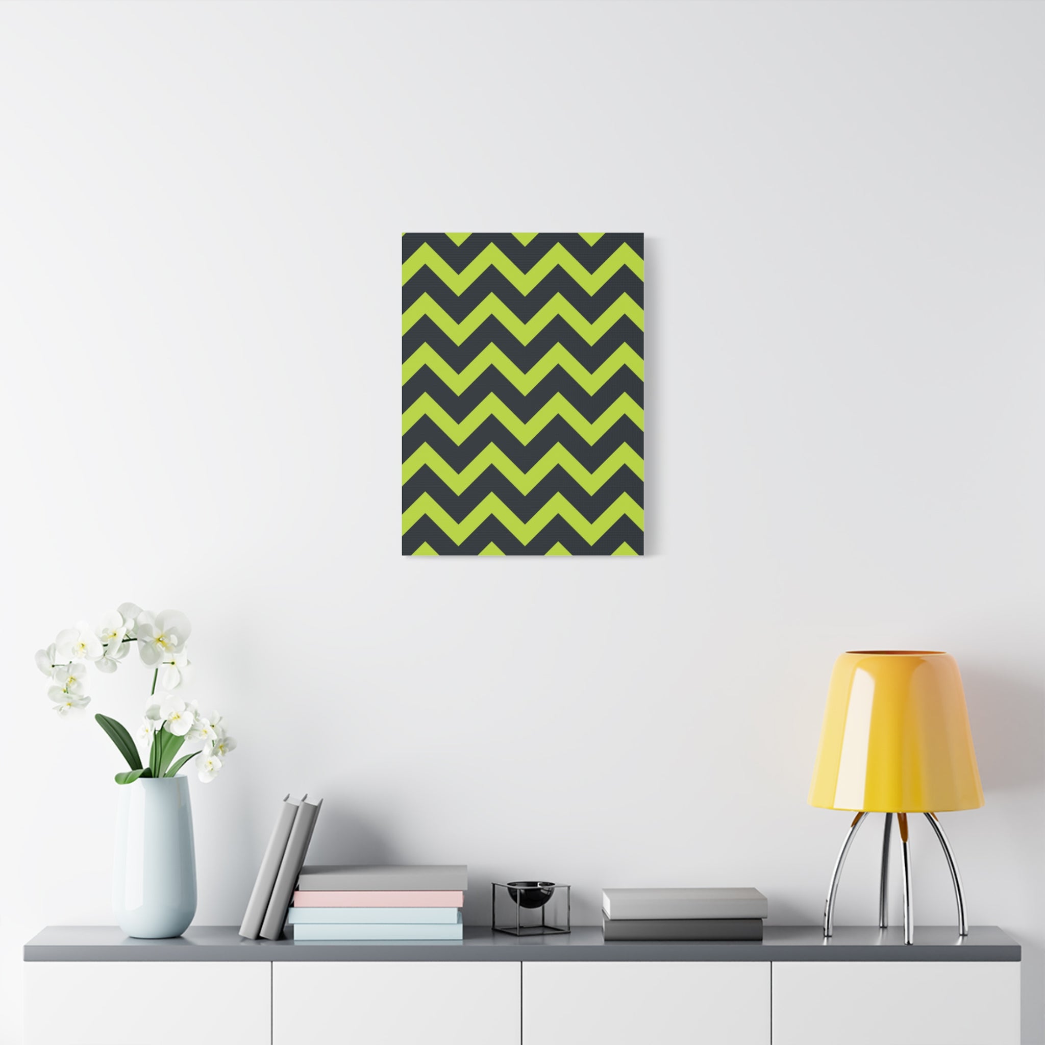 Lime & Forest Green Zigzag Canvas Art