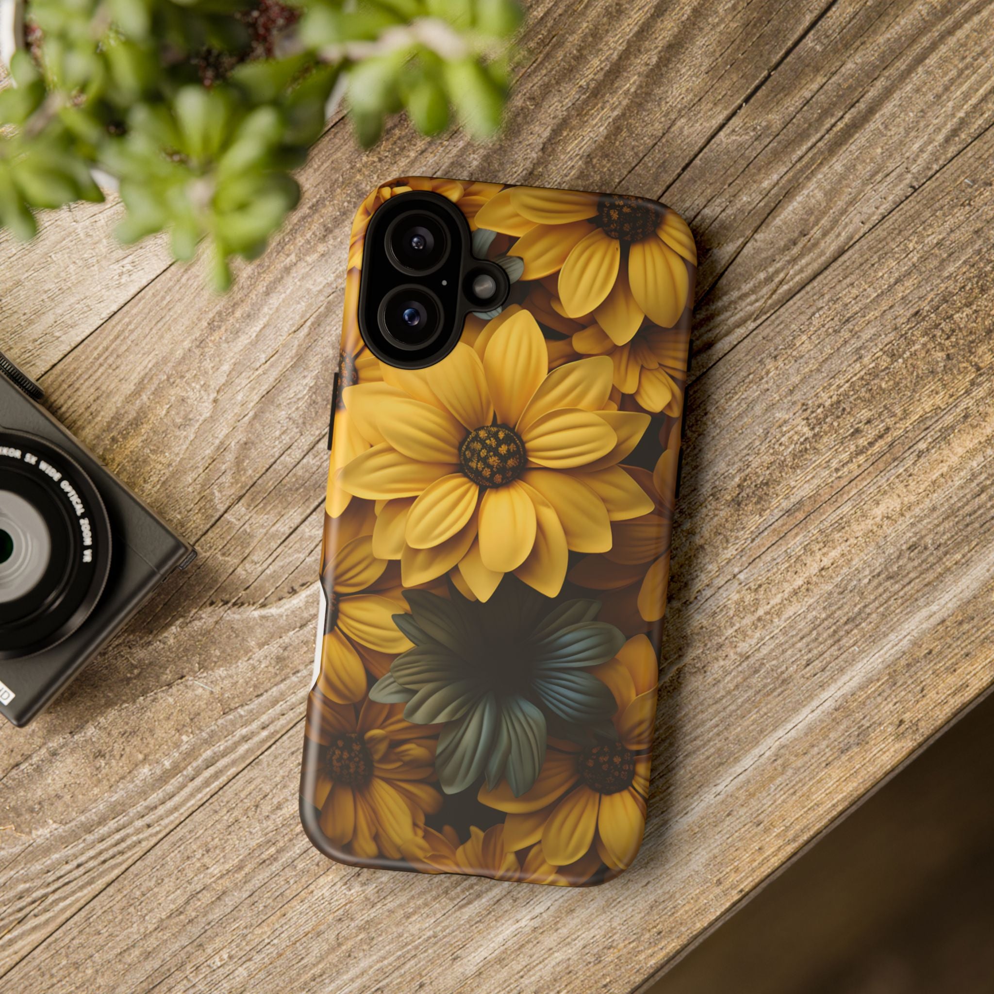 Golden Bloom Hexagon iPhone Case - Rugged Texture