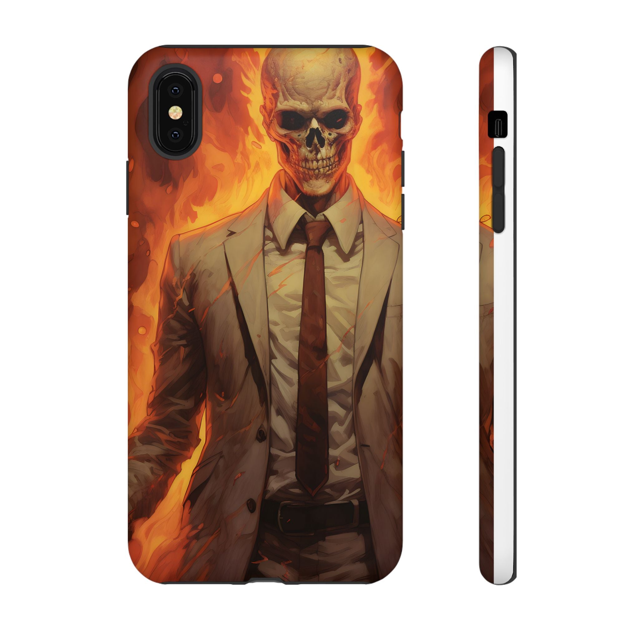 Fiery Skull Man Hexagon Stone iPhone Case