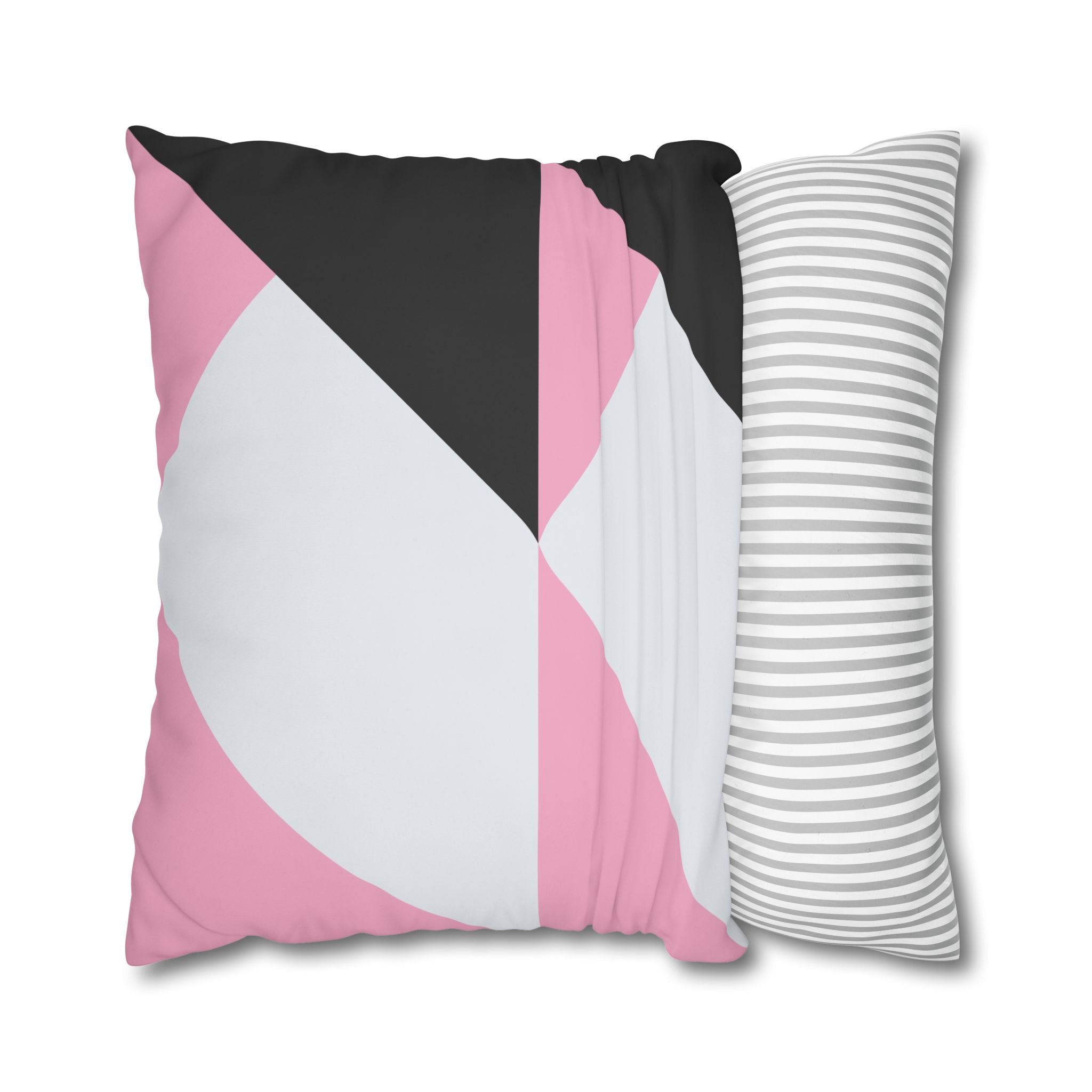 Geometric Triangle Pillowcase - Pink & Gray