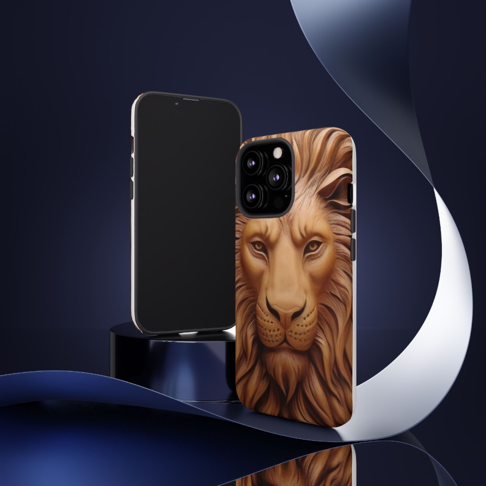 Majestic Lion Head Hexagon Stone iPhone Case