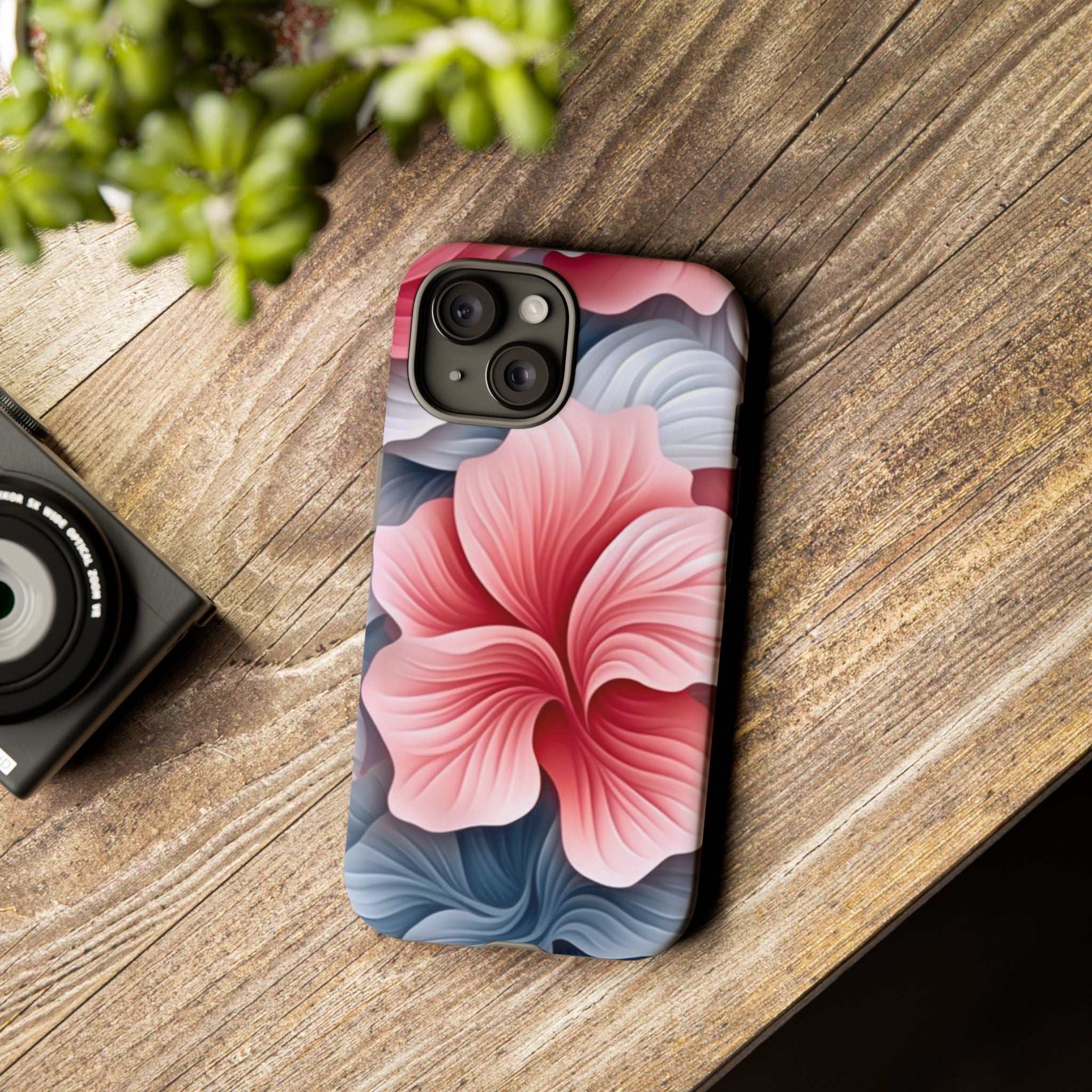 Abstract Floral Pink iPhone Case - Hexagon Stone