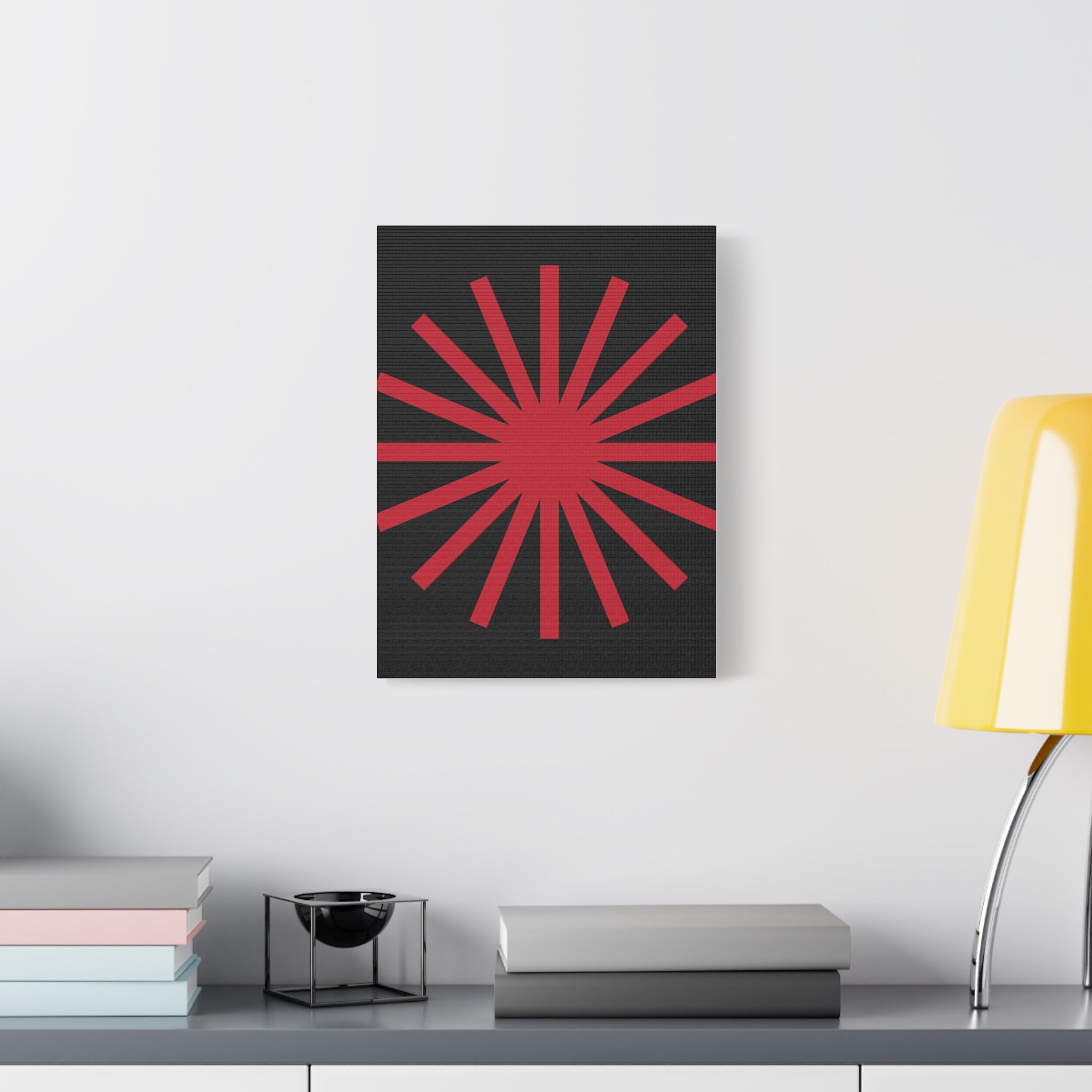 Crimson Sunburst Matte Canvas Art