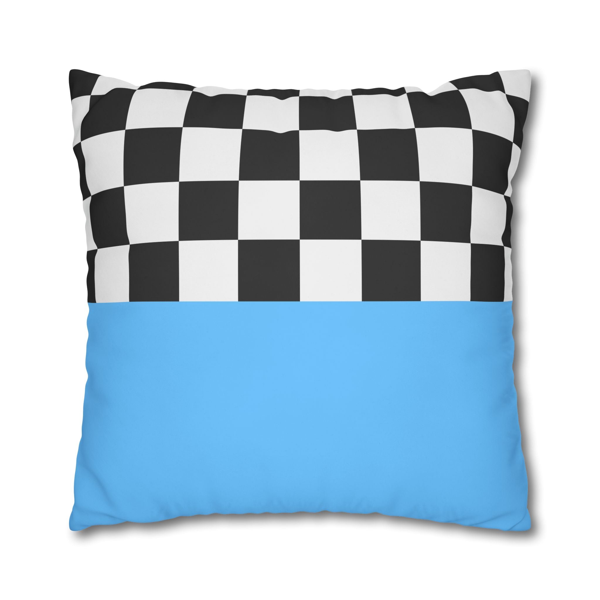 Checkered & Blue Pillowcase - Modern Design