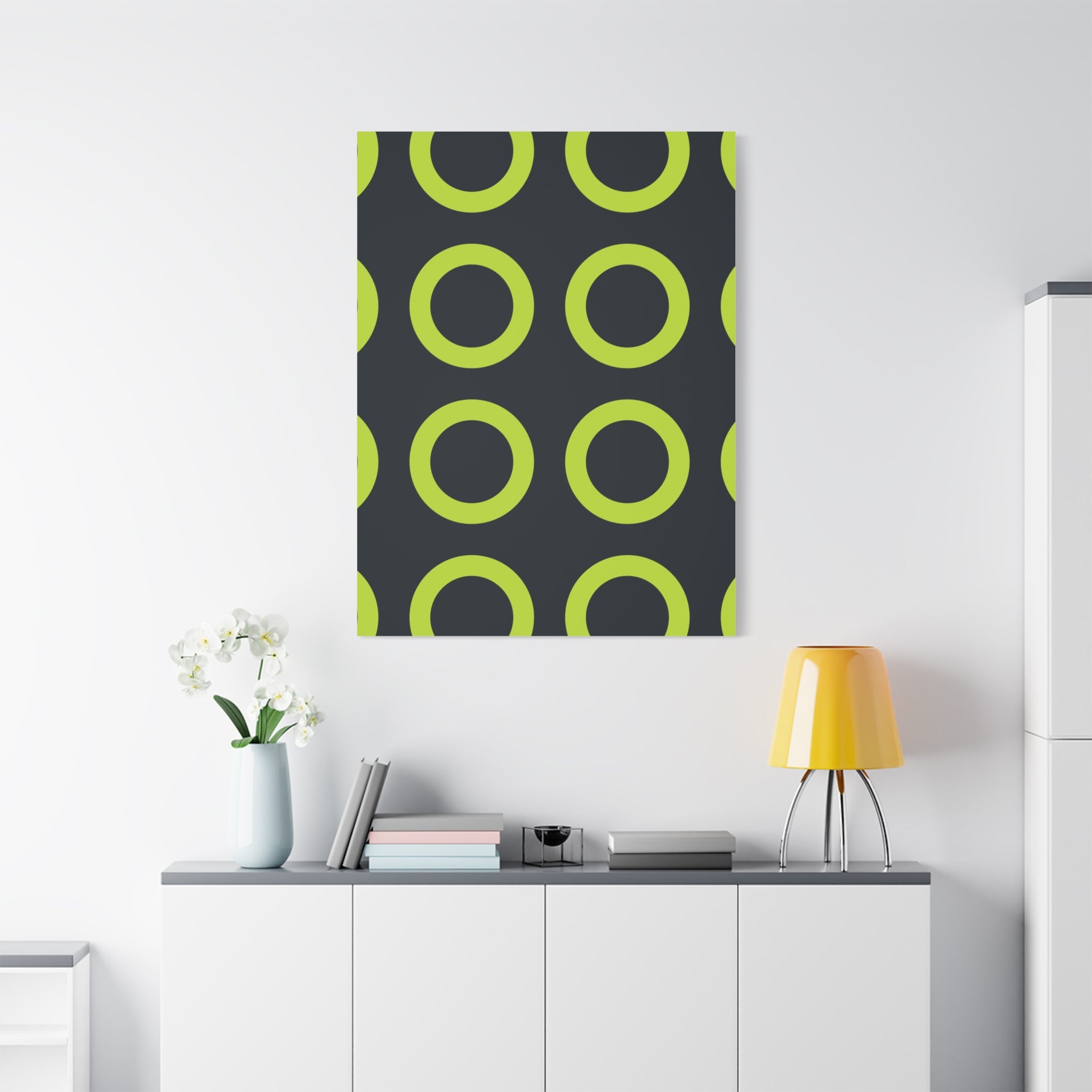 Lime Green Circle Canvas Art - Teal