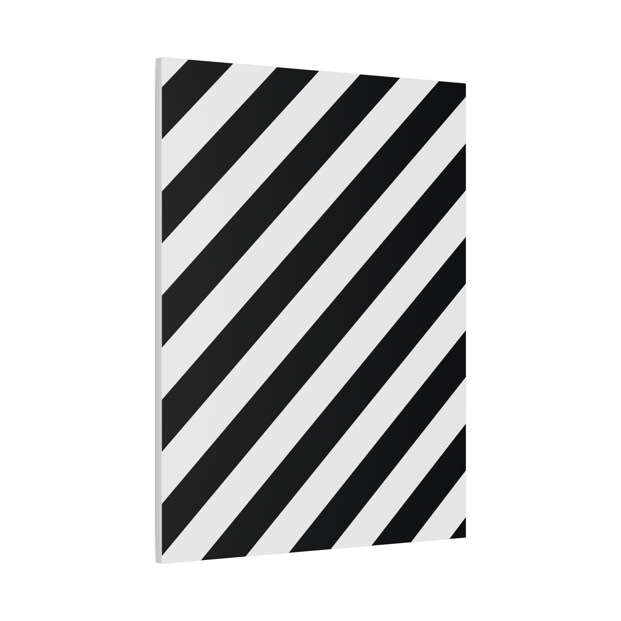 Modern Black & White Diagonal Stripe Canvas Art