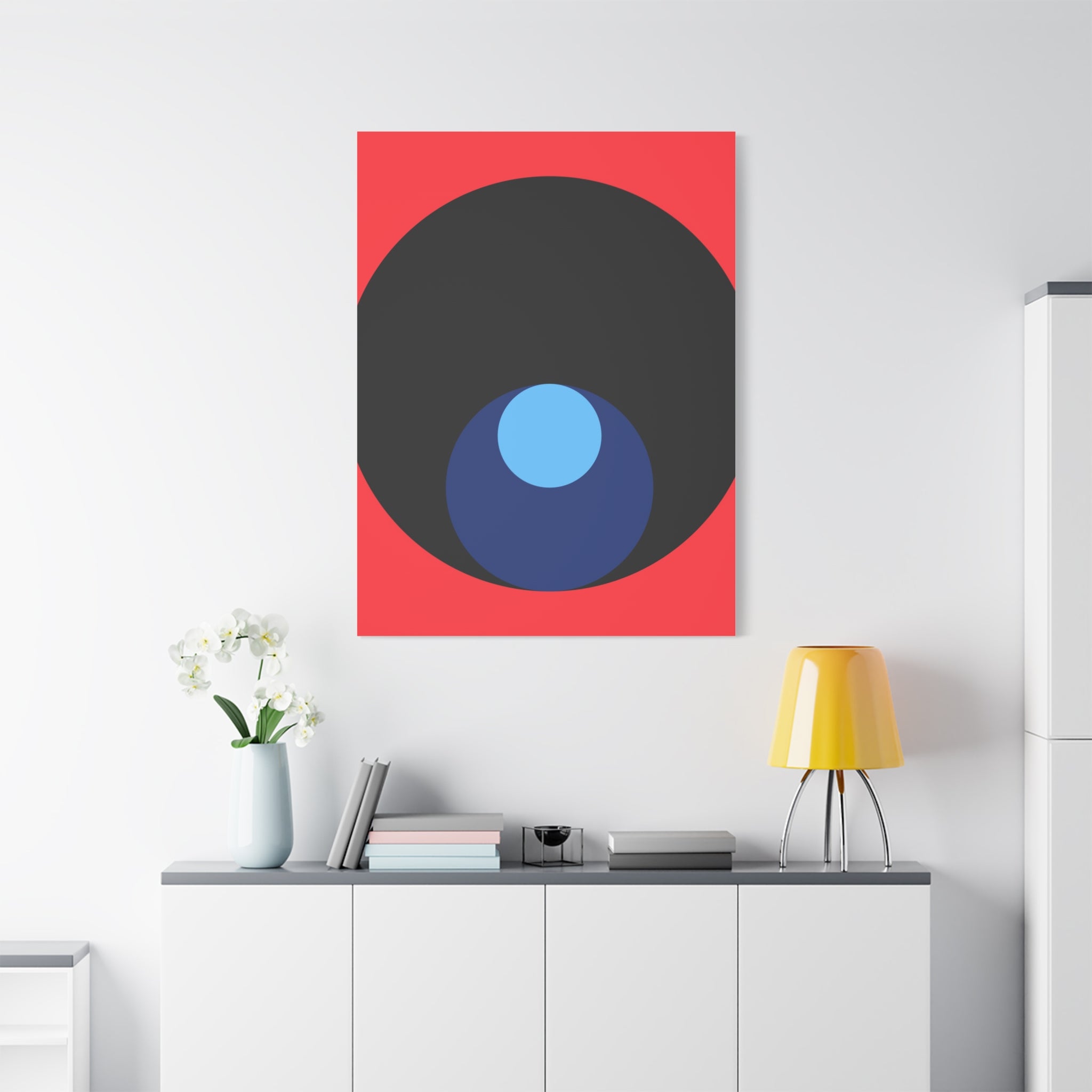 Abstract Concentric Circles Red Canvas Art