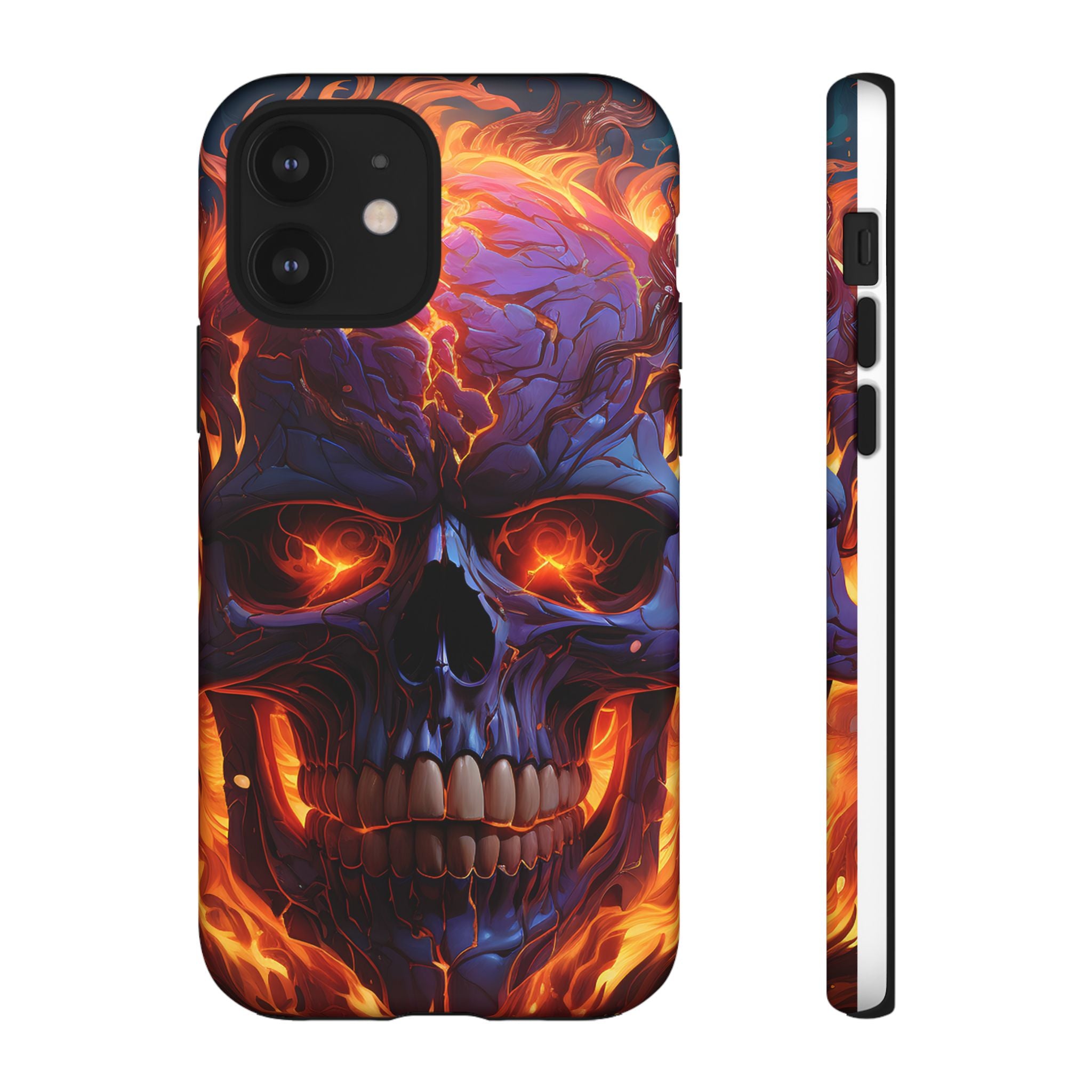 Fiery Skull Hexagon iPhone Case - Rugged Texture