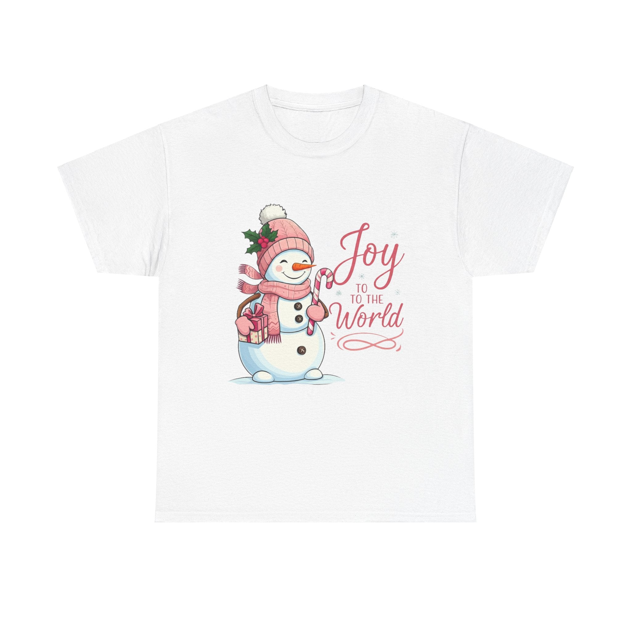 Pink Snowman Joy to the World Xmas Tee