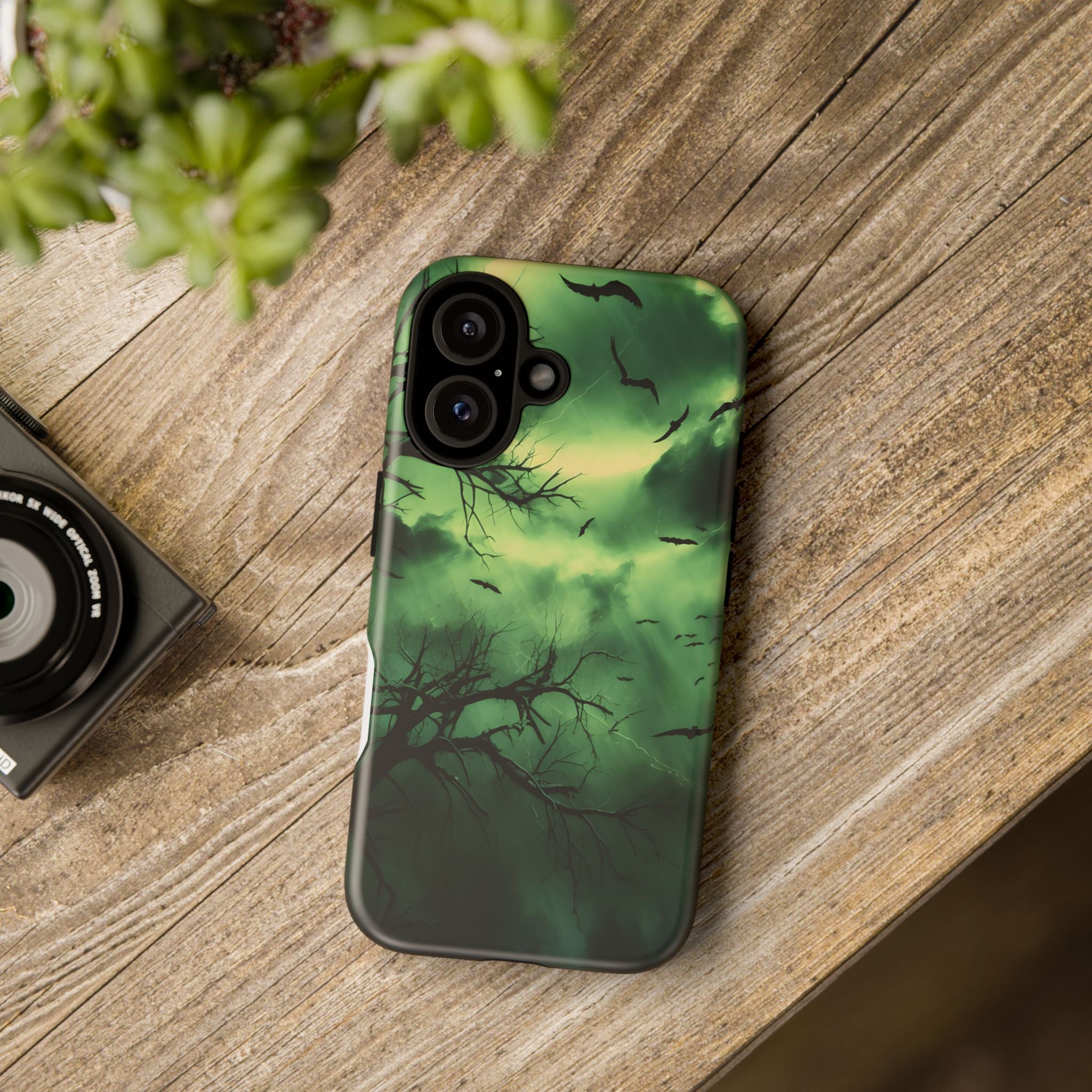 Gothic Green Forest iPhone Case - Hexagon Stone