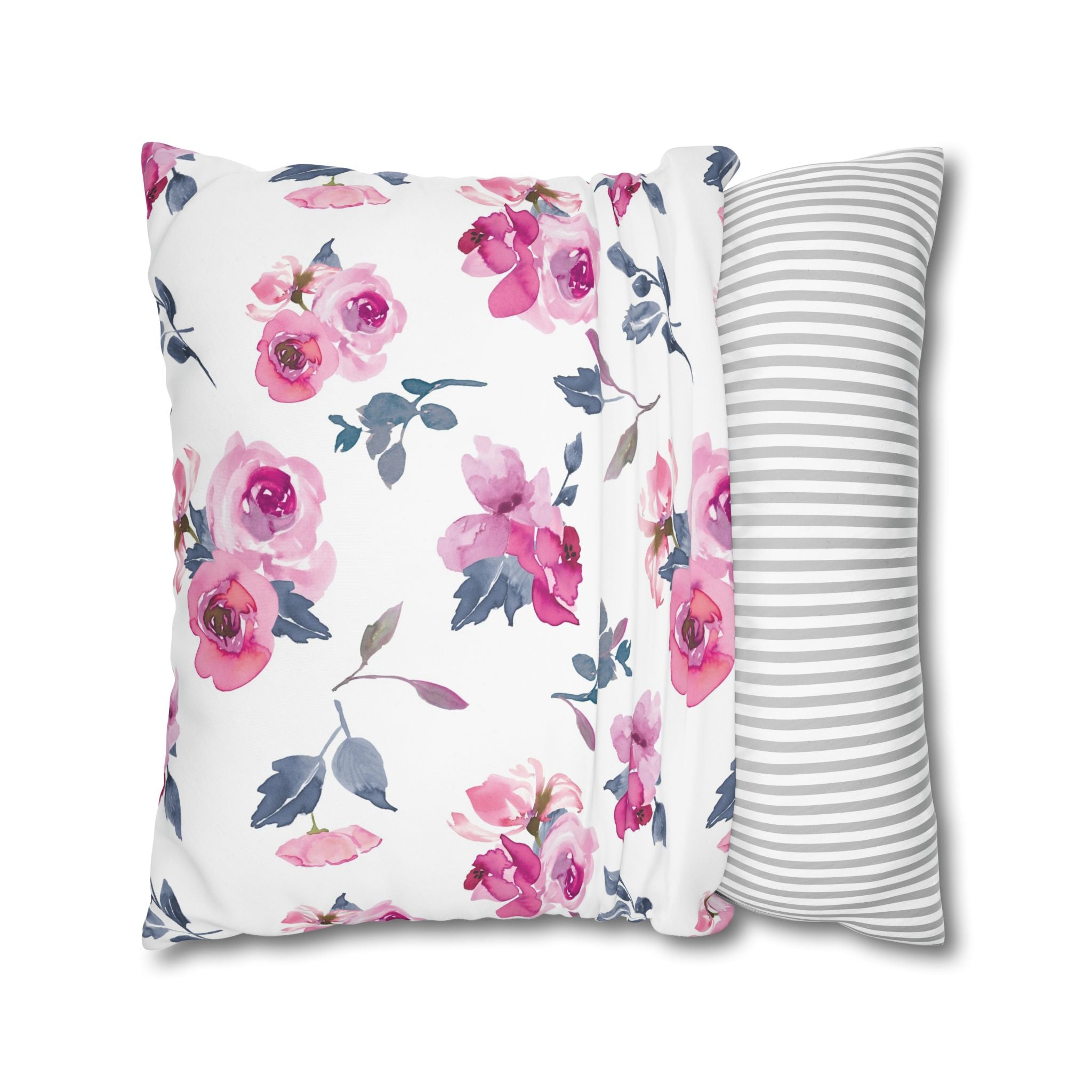 Pink Rose Watercolor Pillowcase