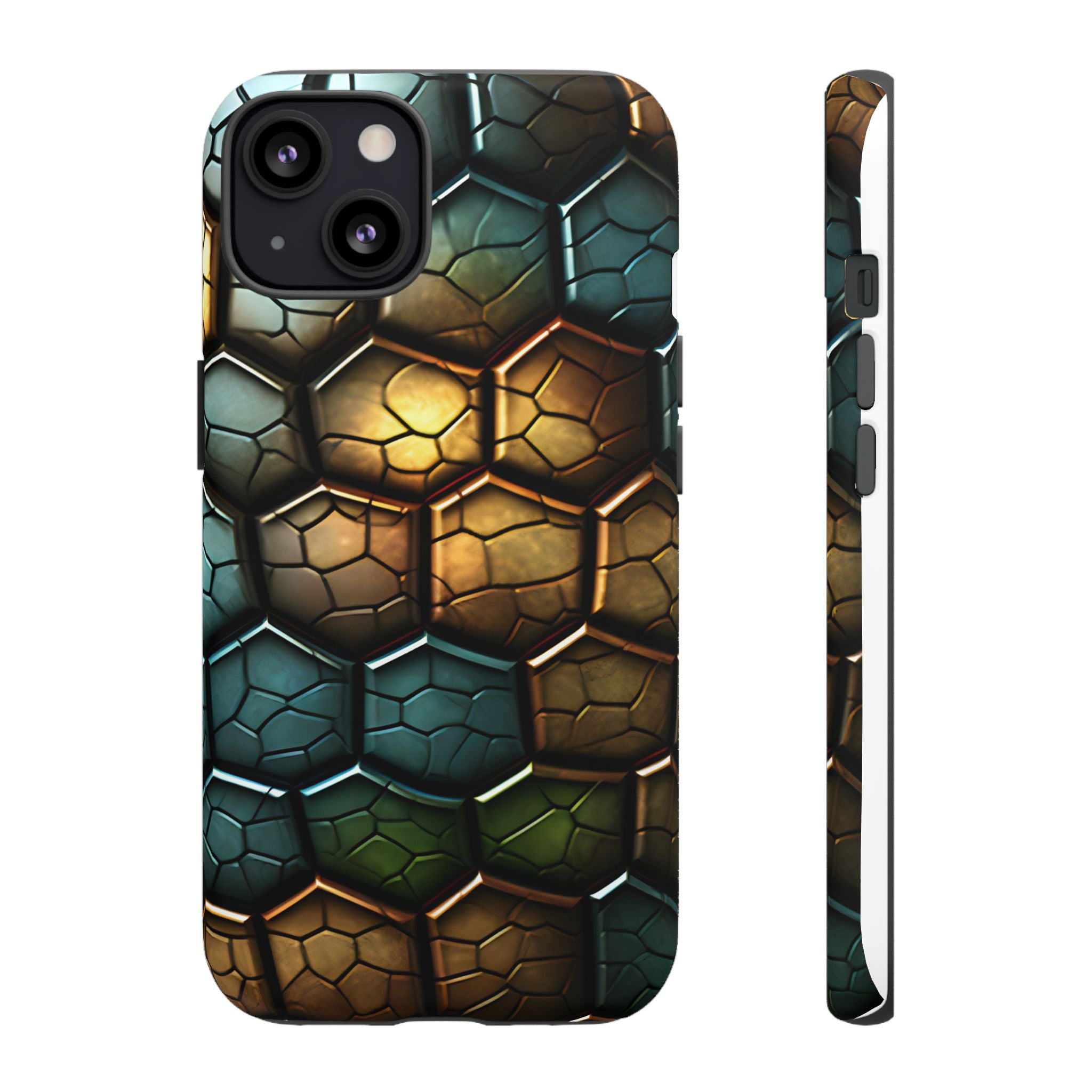 HexaScale iPhone Case: Teal & Bronze