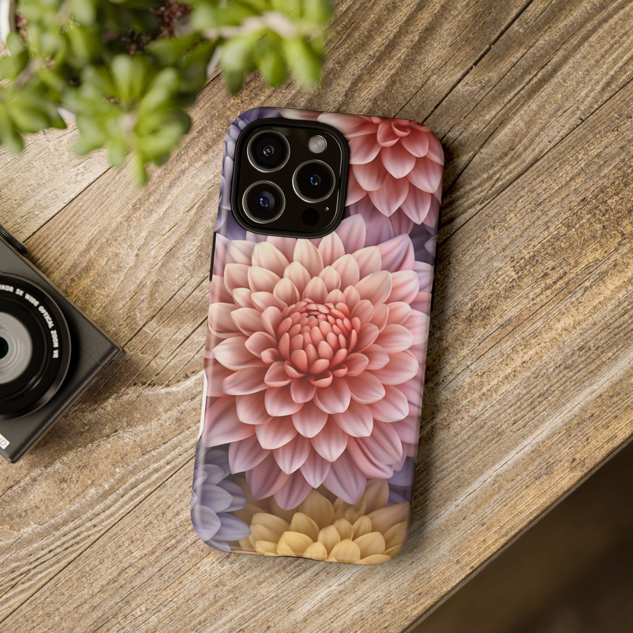 Dahlia Bloom Hexagon Stone iPhone Case