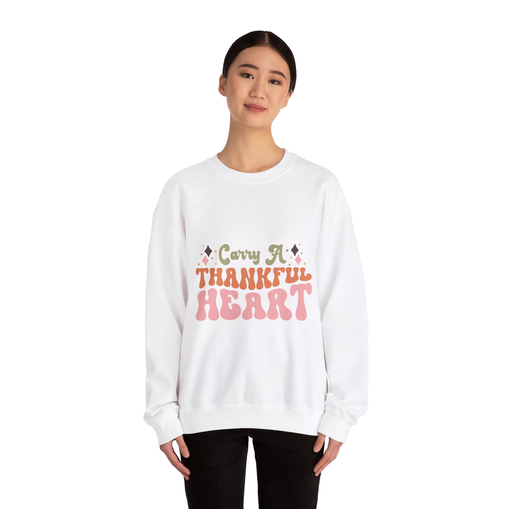 Carry A Thankful Heart Retro Thanksgiving Sweatshirt