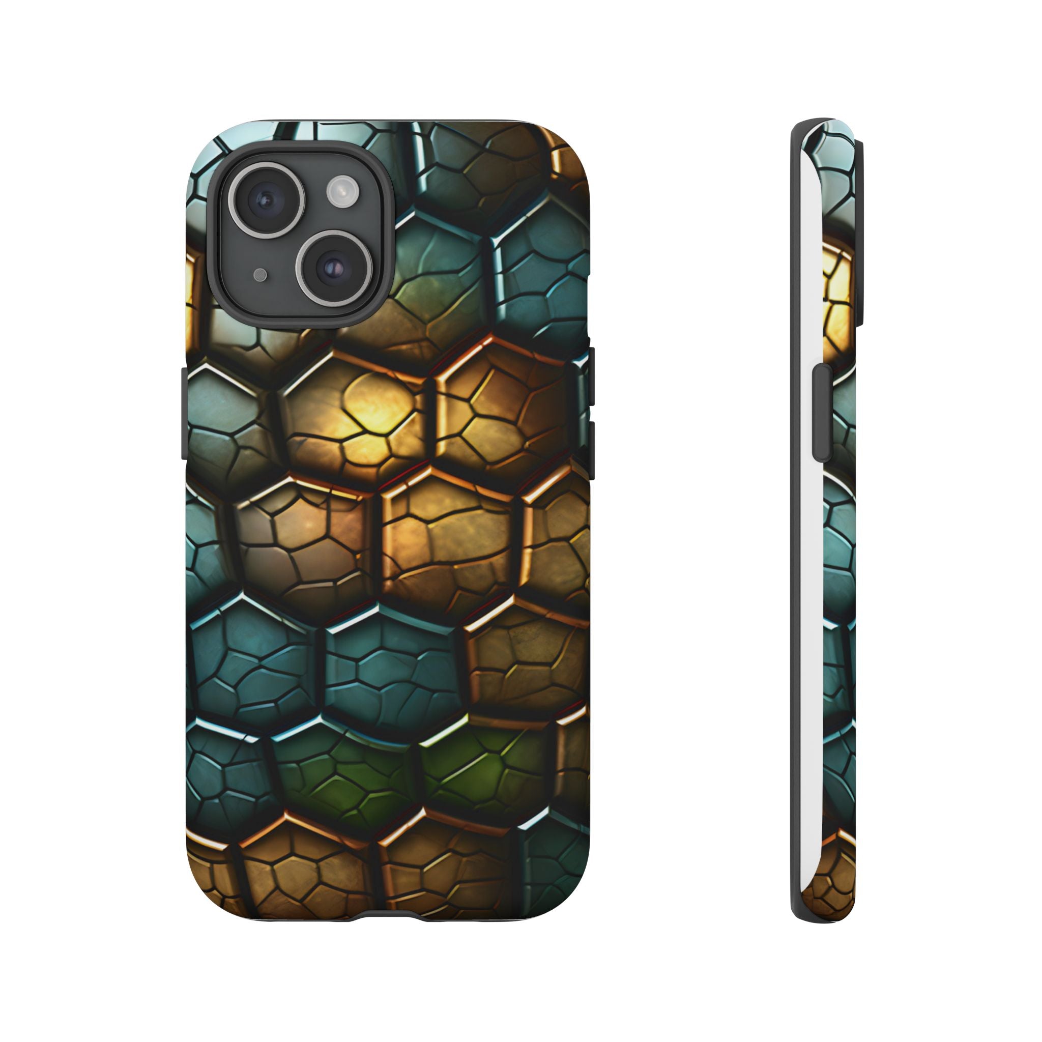 HexaScale iPhone Case: Teal & Bronze