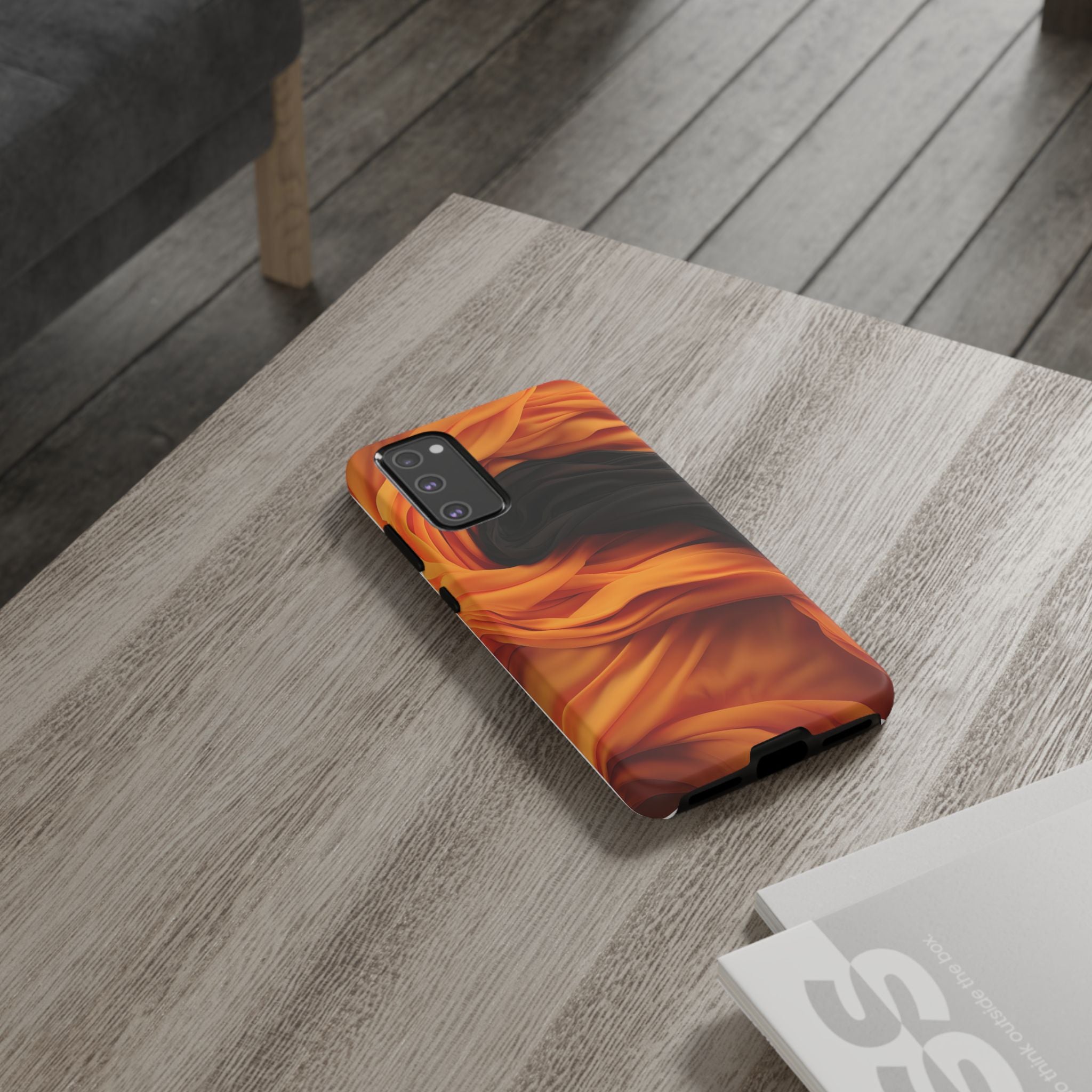 Abstract Orange & Gray Drape Samsung Case