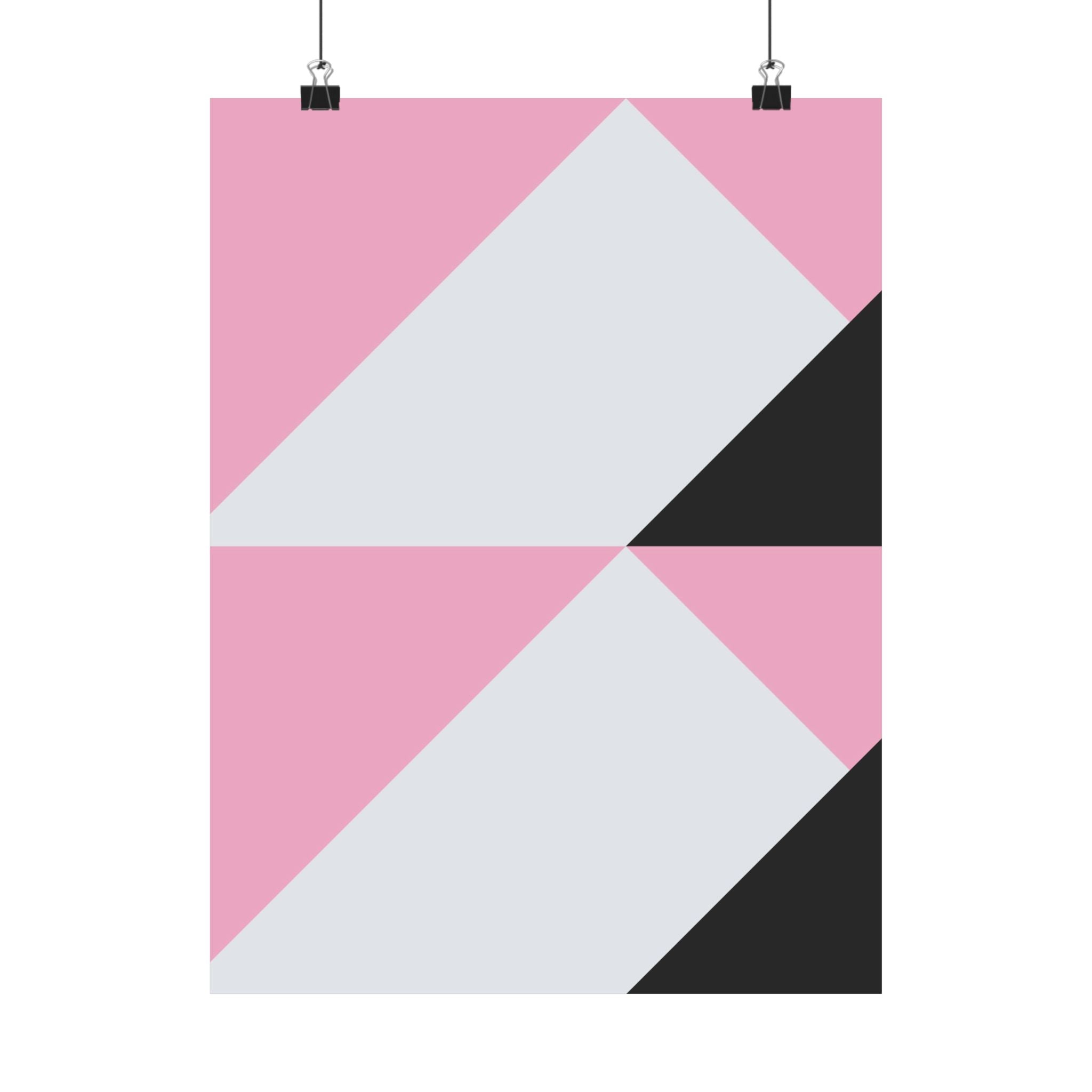 Geometric Pink & Gray Abstract Art Poster