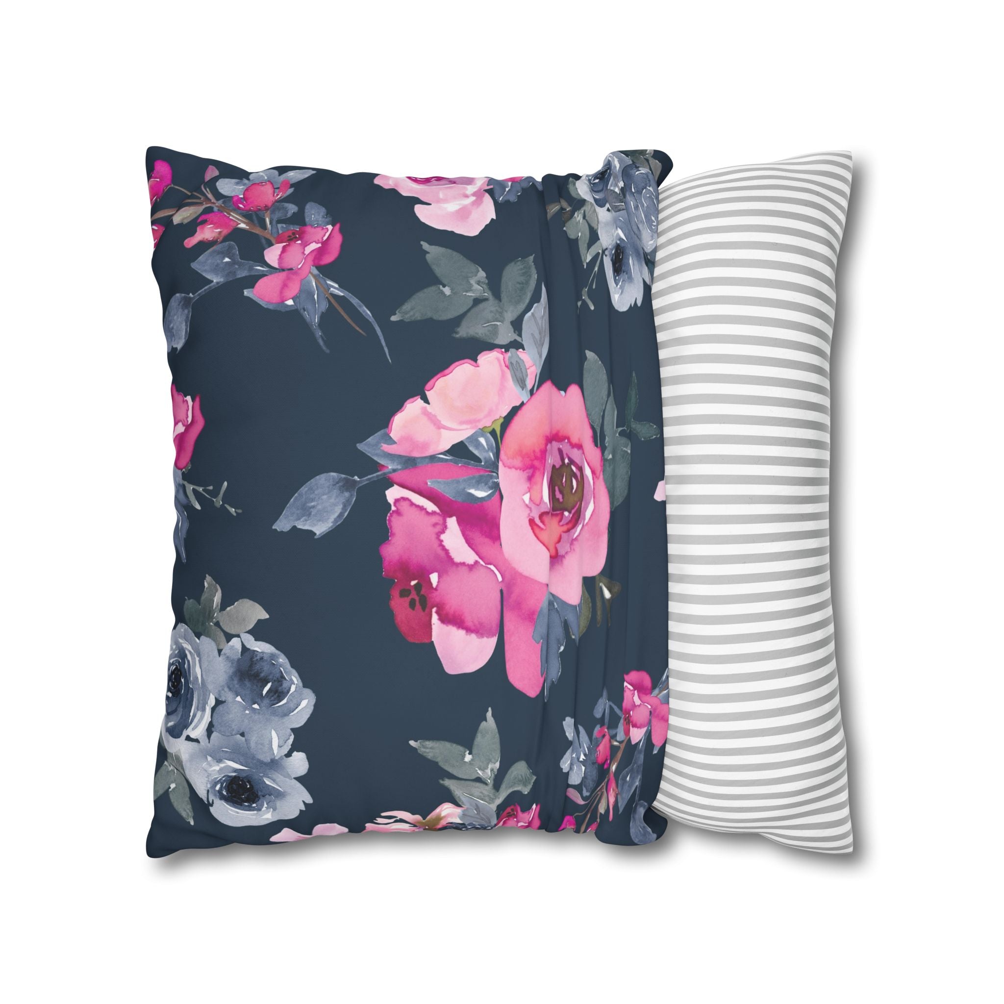 Teal Watercolor Floral Pillowcase