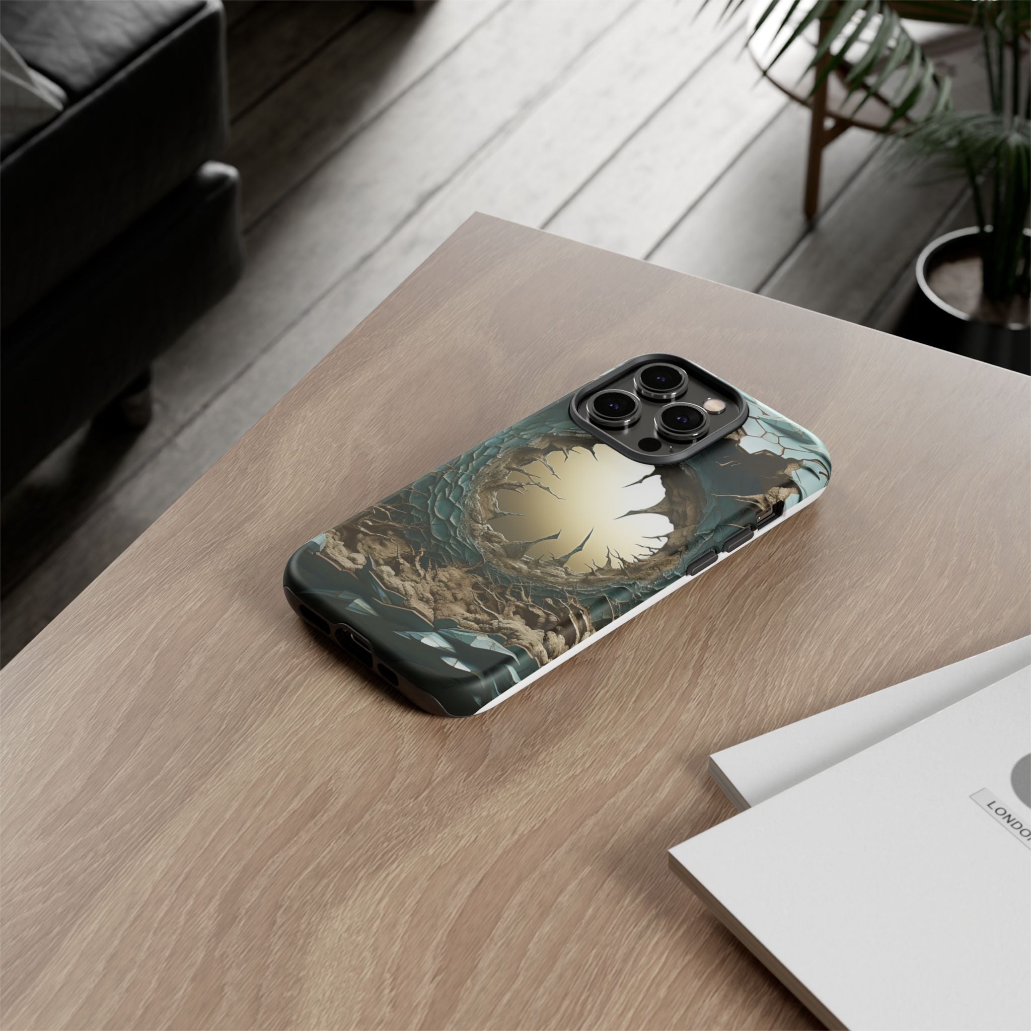 Surreal Alien Landscape Hexagon Stone iPhone Case