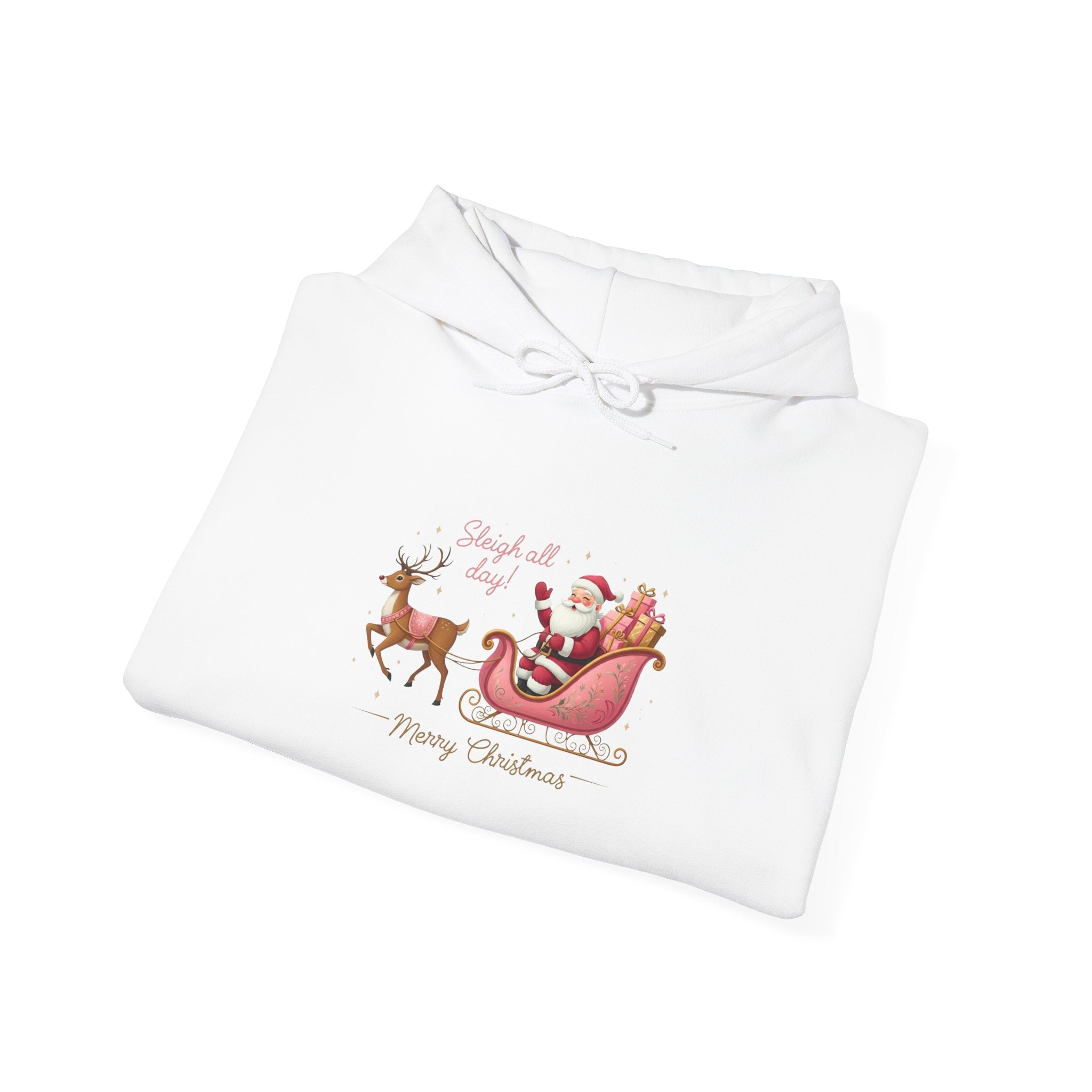 Pink Santa Sleigh Christmas Hoodie