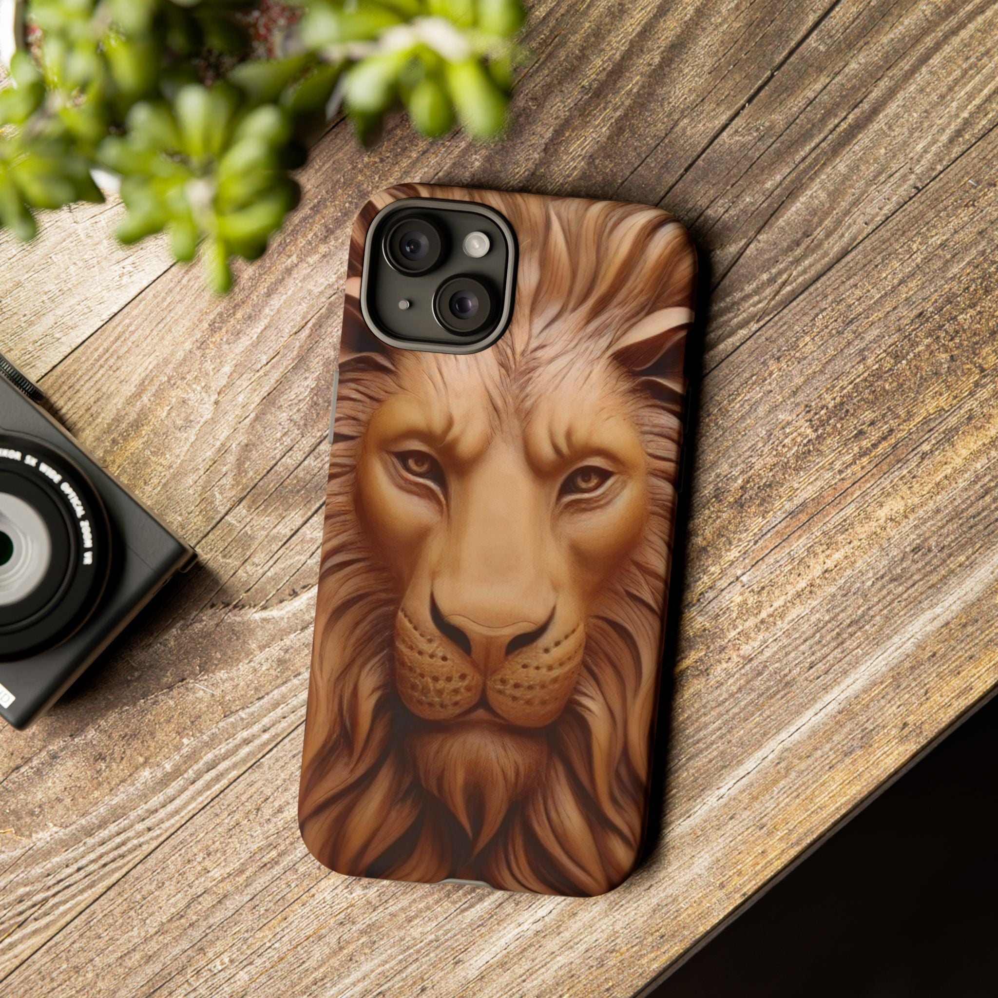 Majestic Lion Head Hexagon Stone iPhone Case