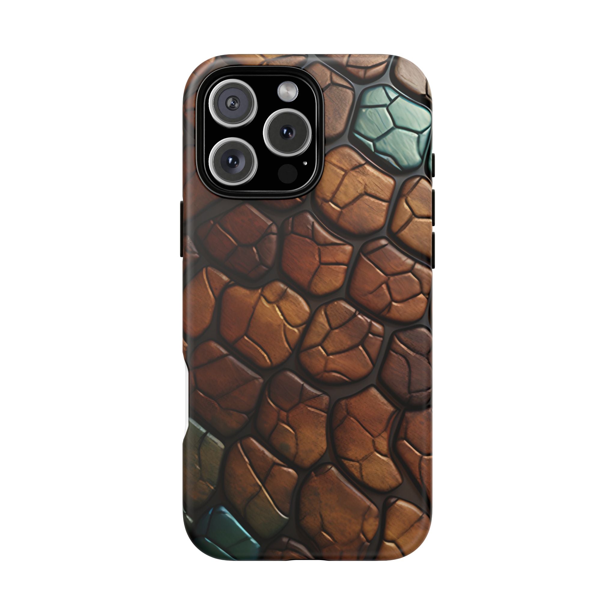 Mosaic Reptile iPhone Case - Teal & Brown