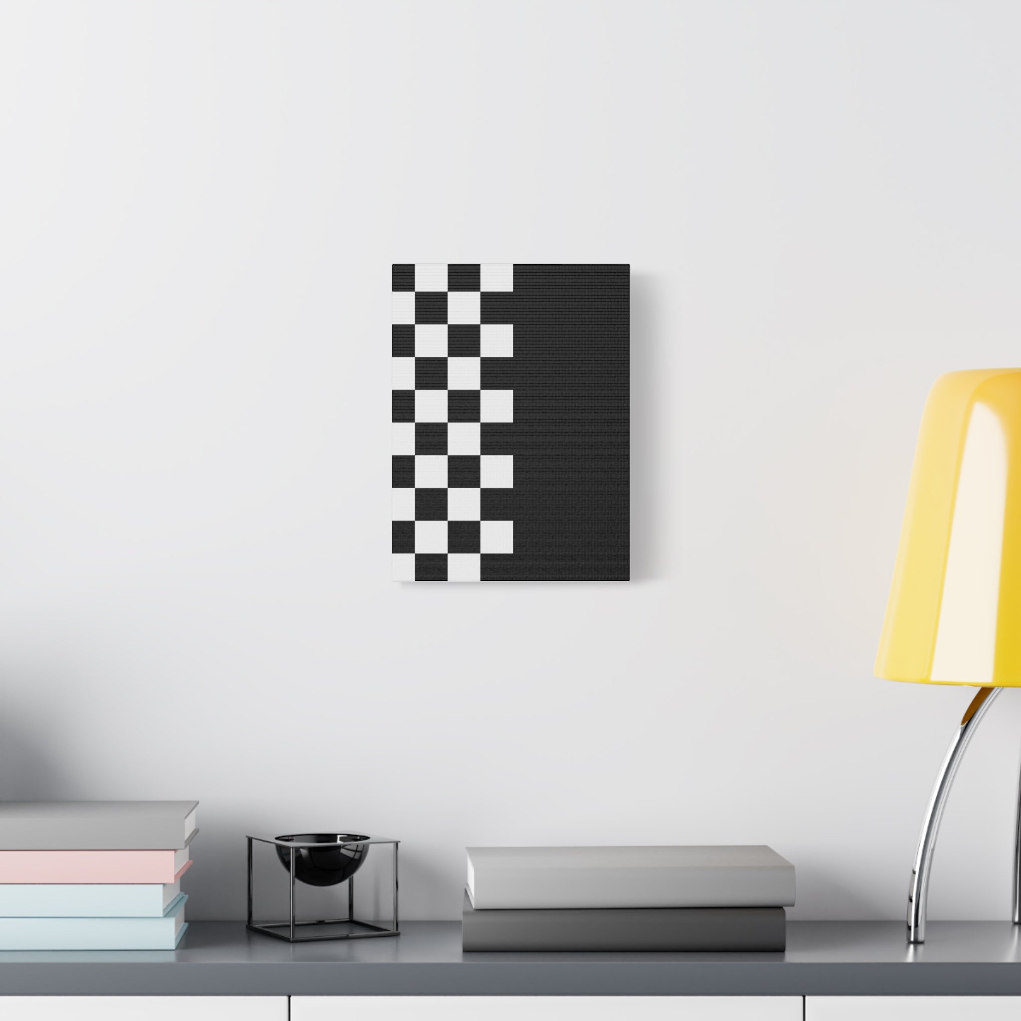 Abstract Black & White Checkered Canvas Art