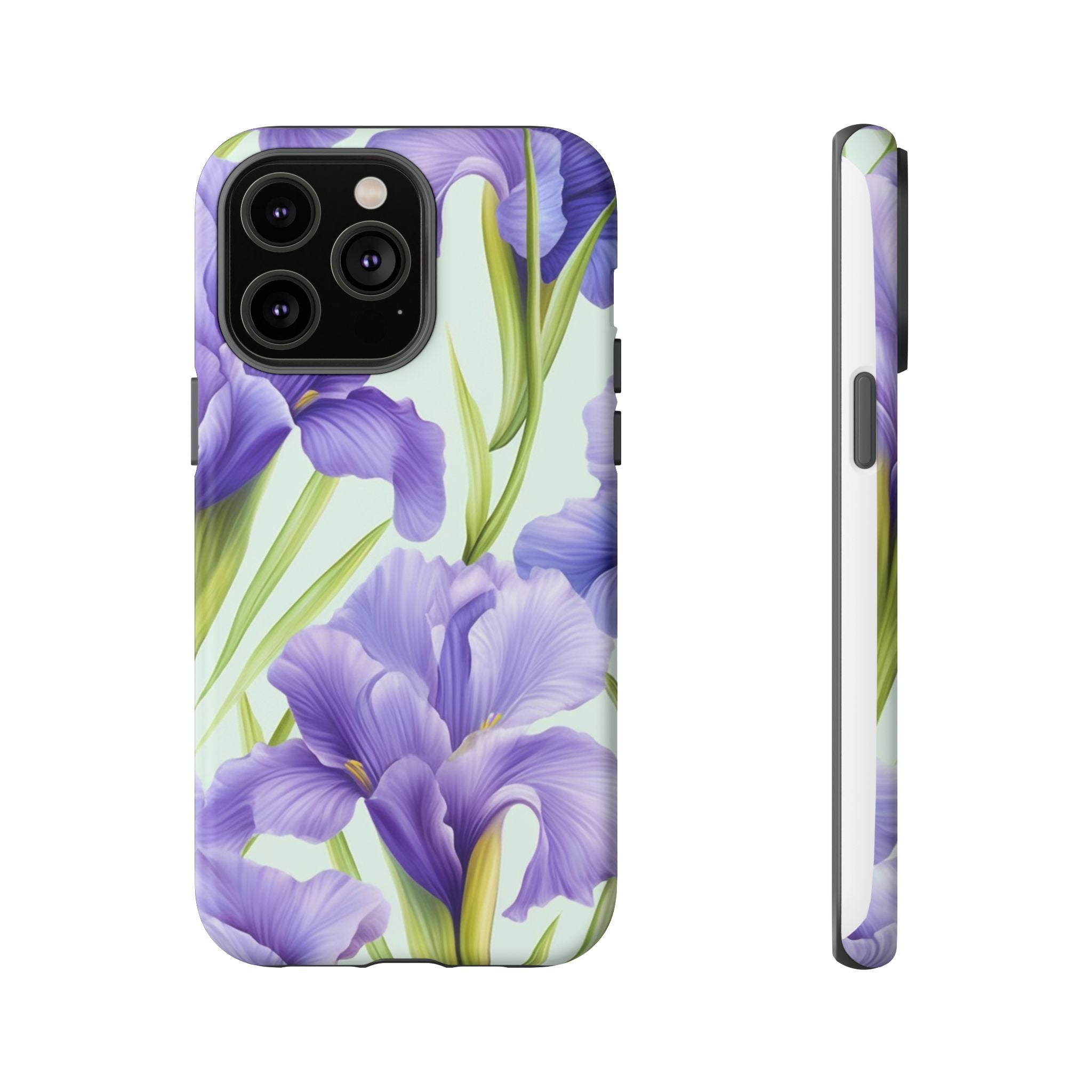 Purple Iris Floral iPhone Case - Hexagon Stone