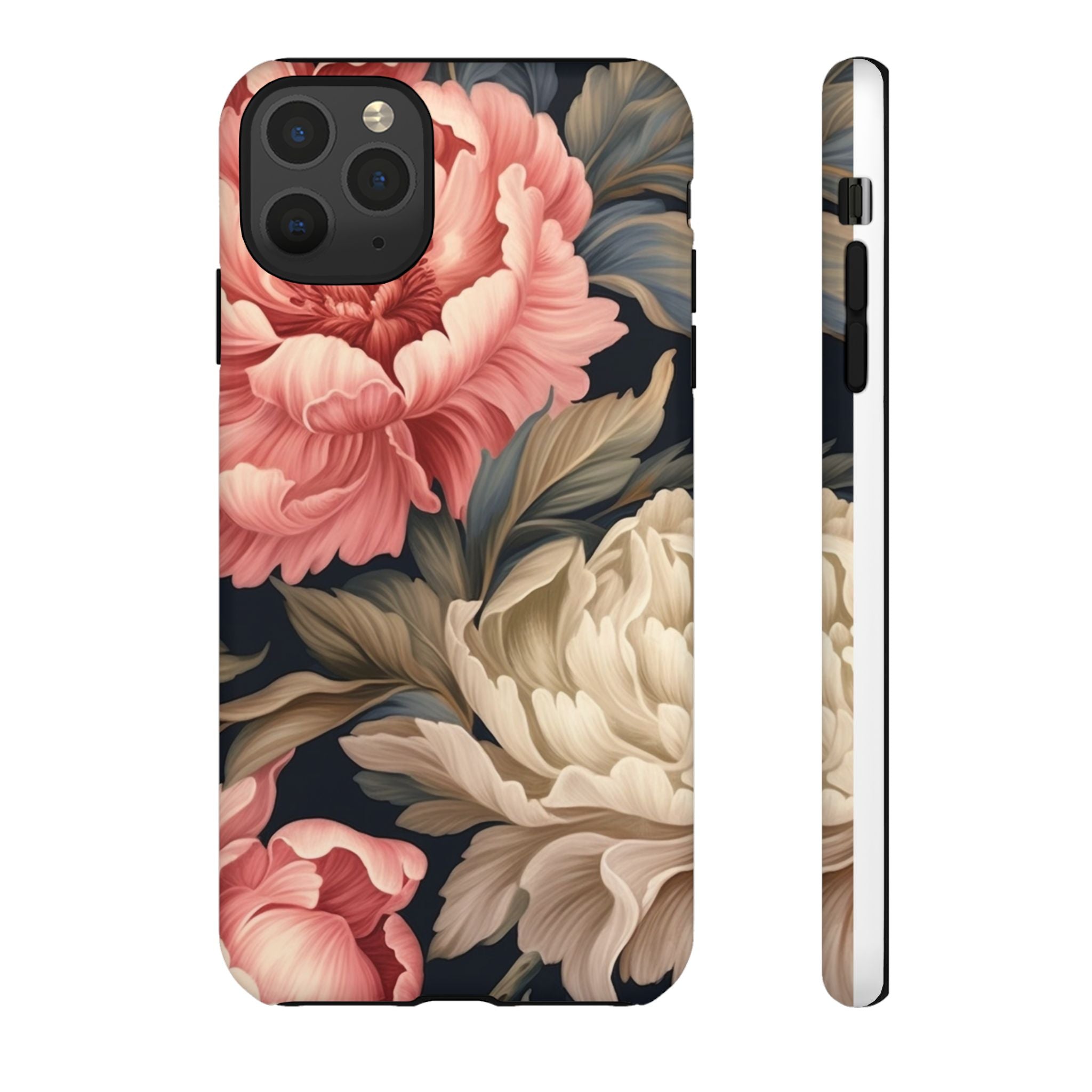 Blush Peony Floral iPhone Case - Hexagon Stone