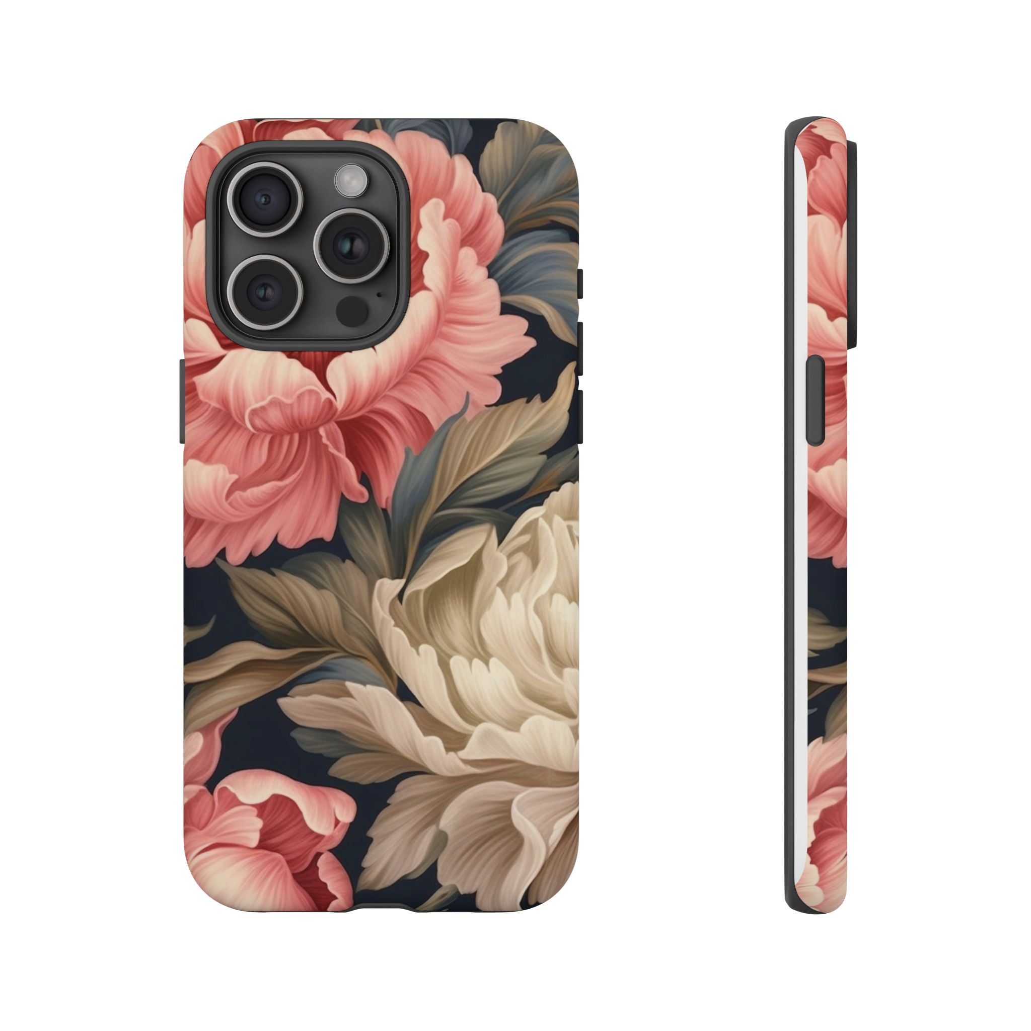 Blush Peony Floral iPhone Case - Hexagon Stone