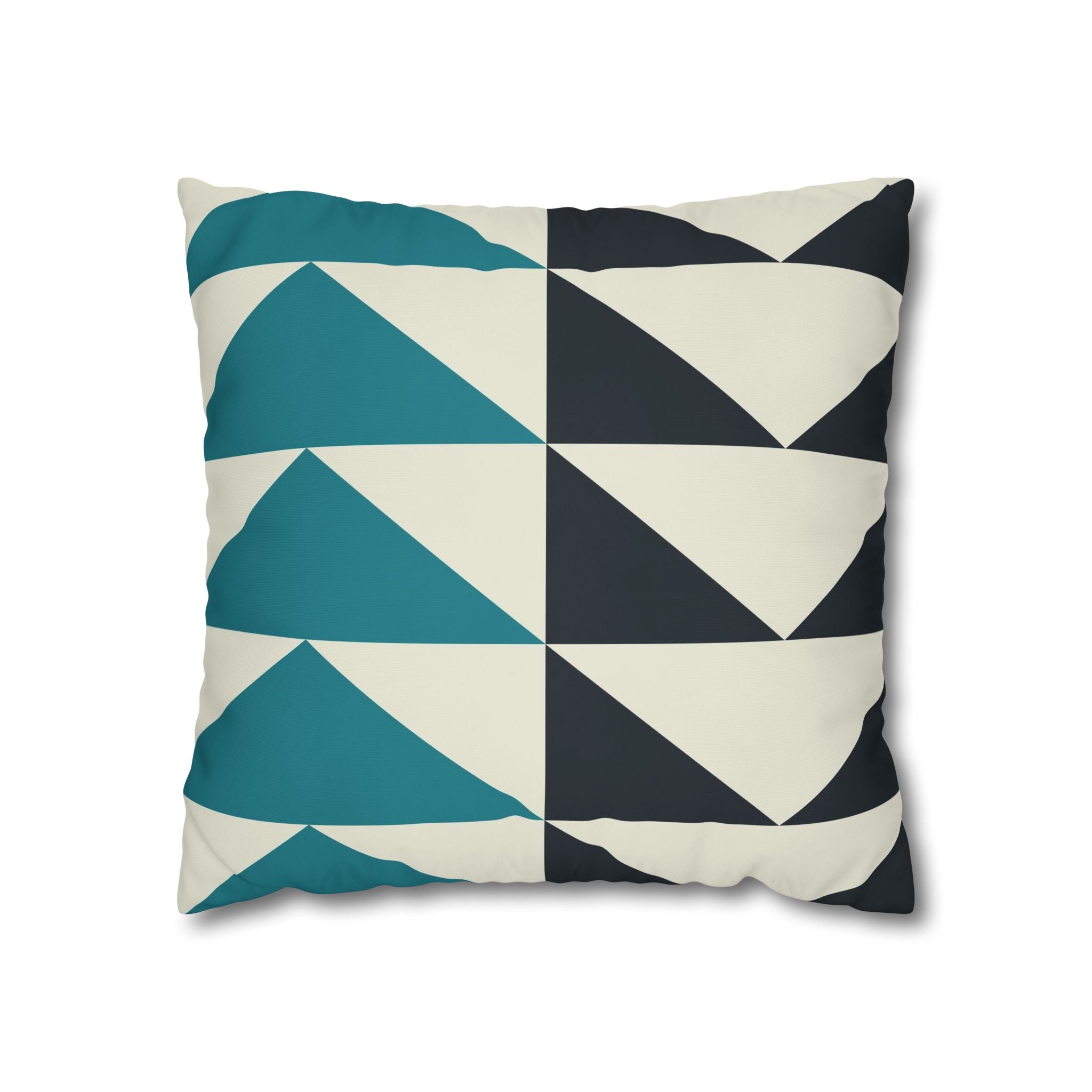 Geometric Teal & Charcoal Triangle Pillowcase