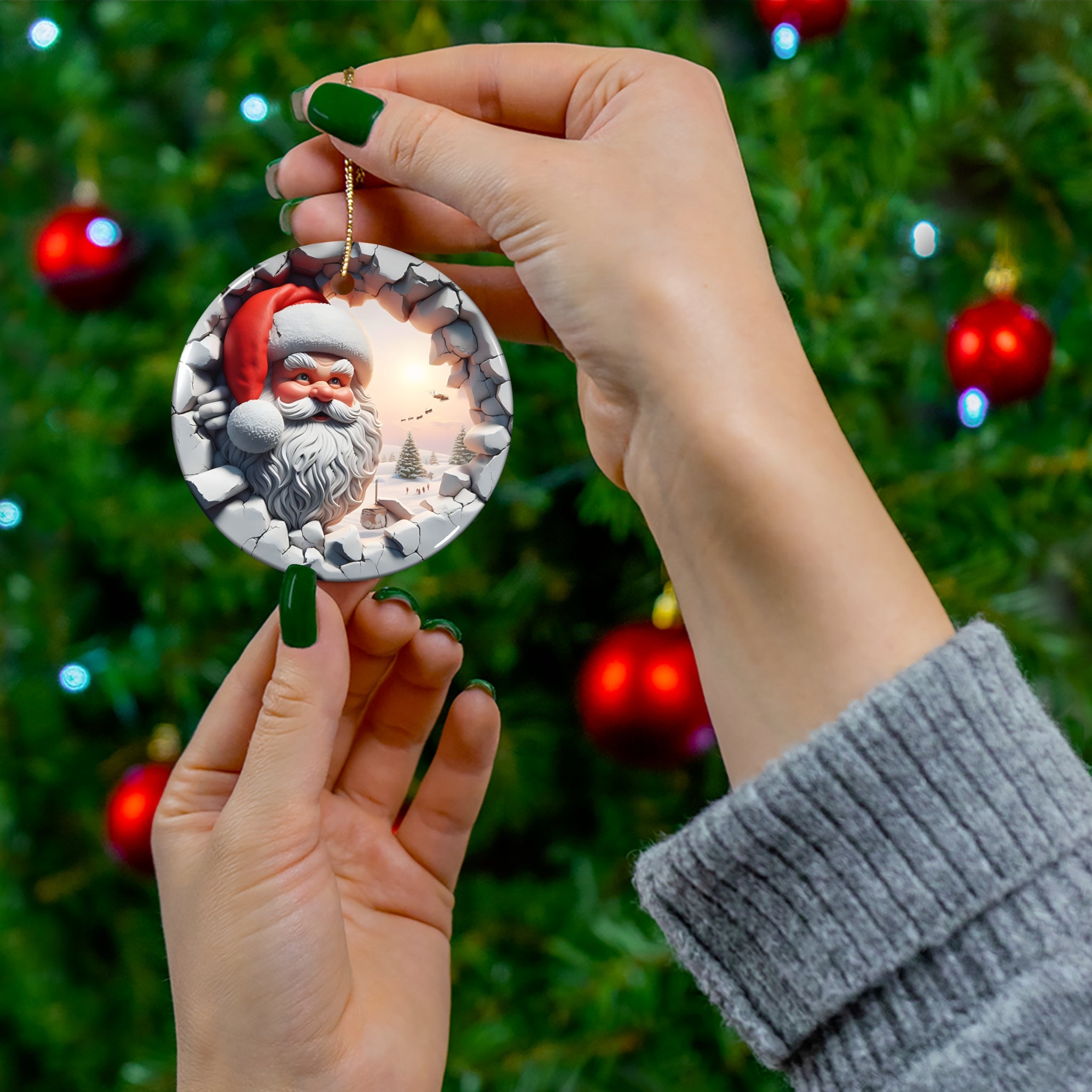 Santa's Festive Stone Break Ornament