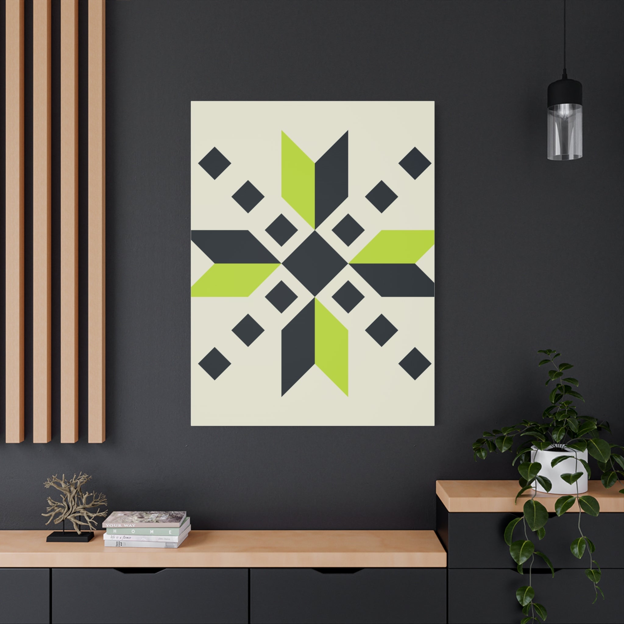 Geometric Green Starburst Canvas Art