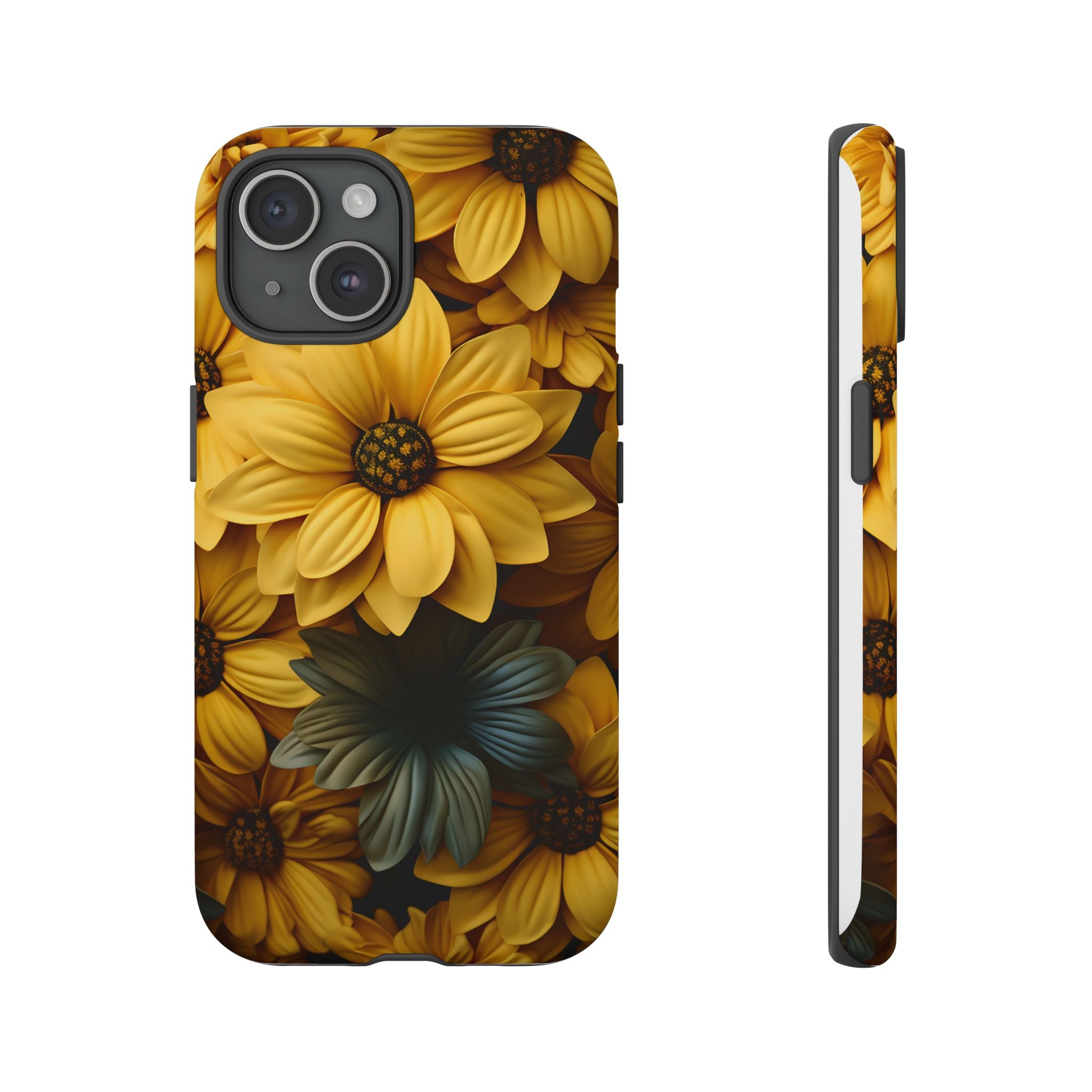 Golden Bloom Hexagon iPhone Case - Rugged Texture