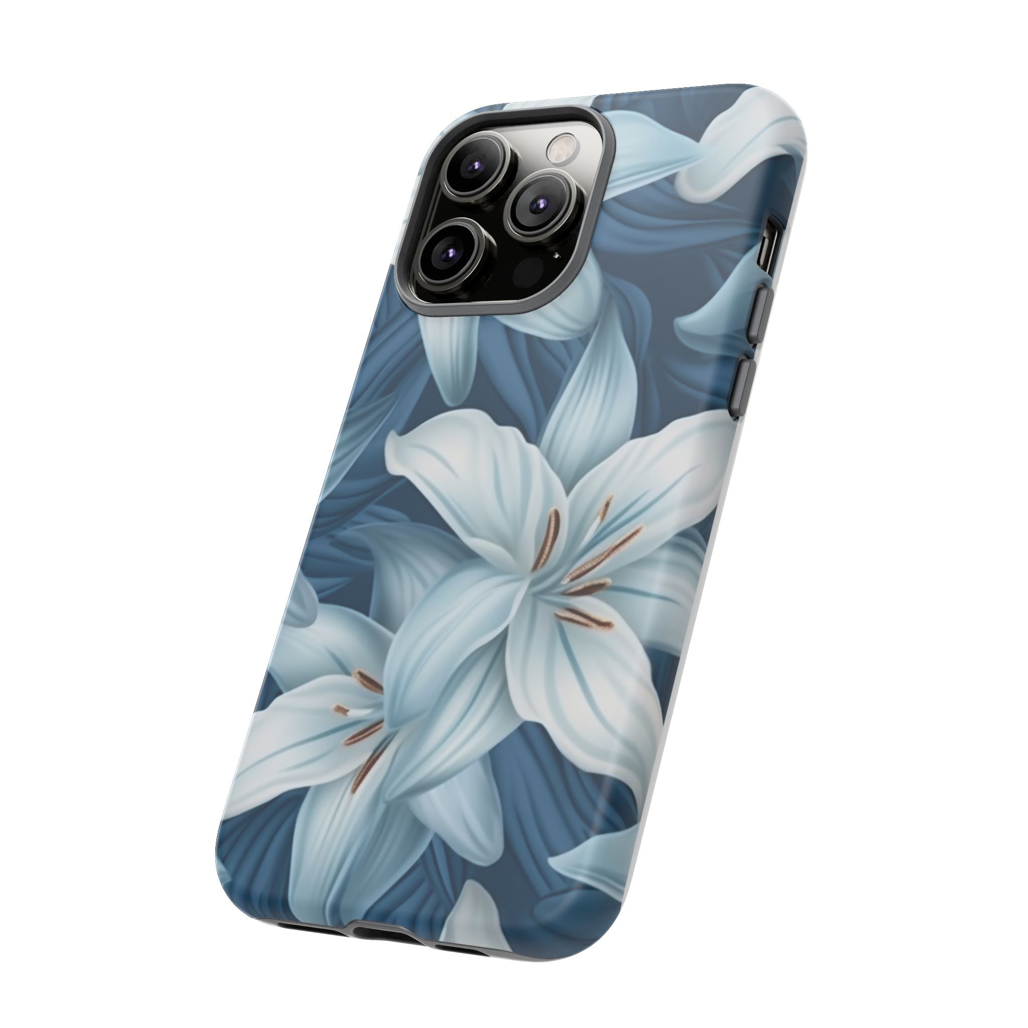 Pastel Blue Lily iPhone Case - Hexagon Stone