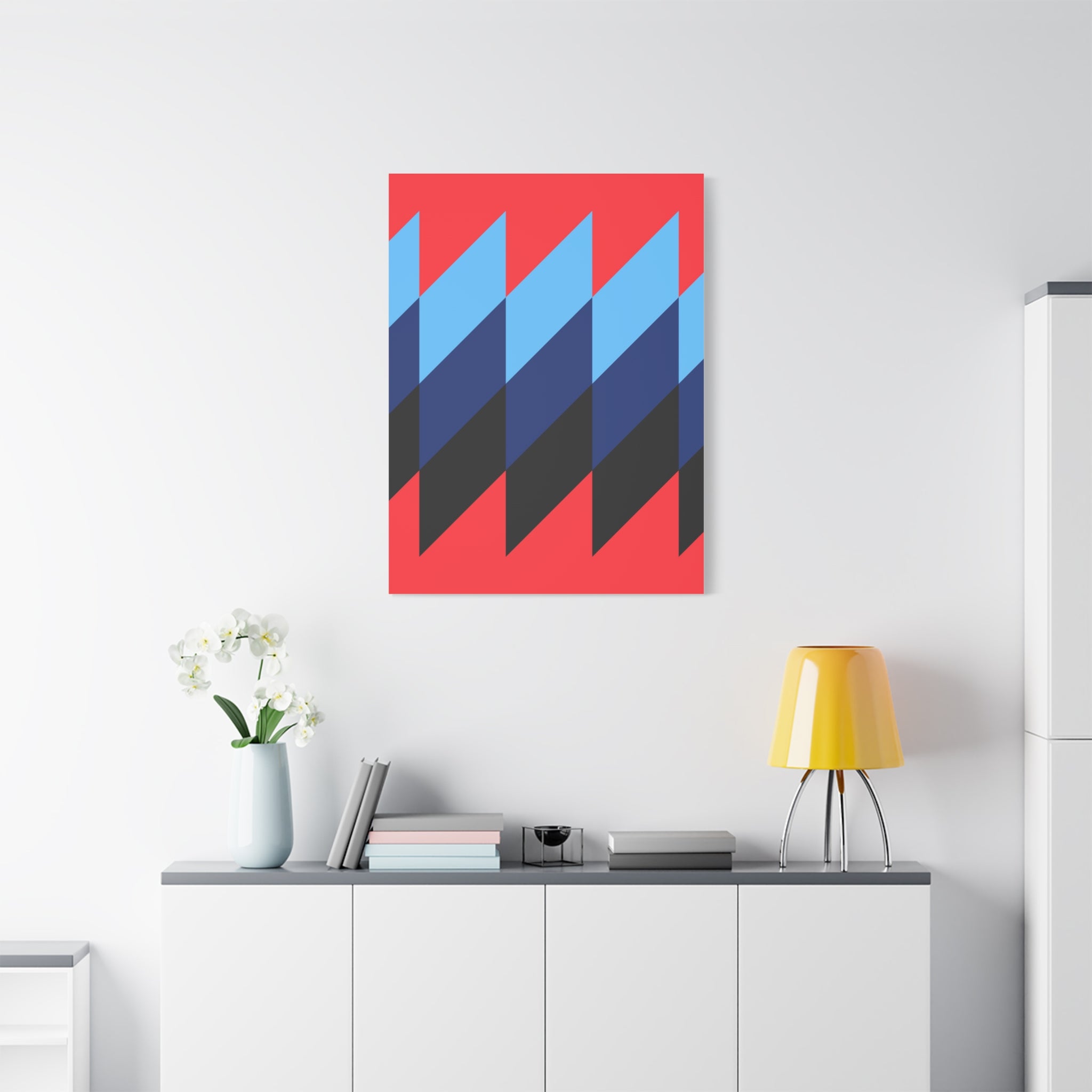 Abstract Geometric Red Canvas Art