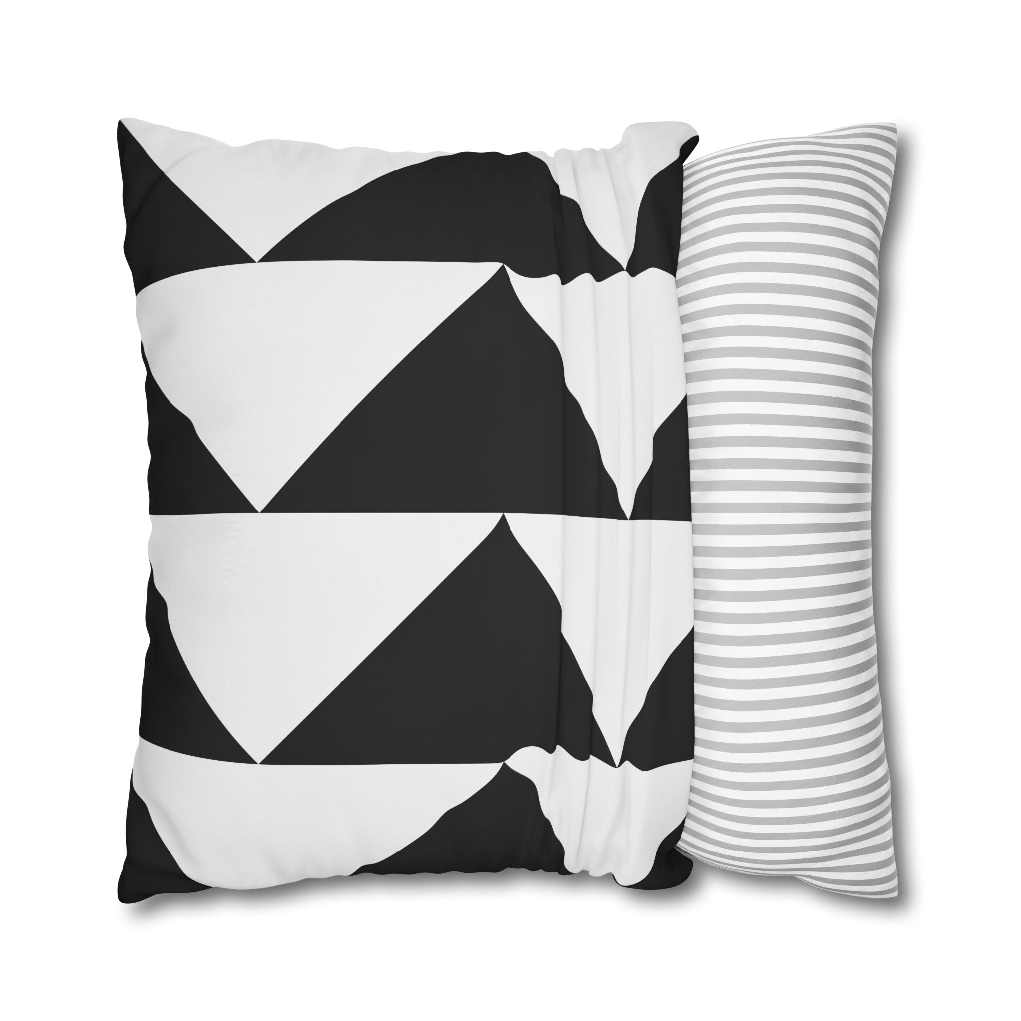 Geometric Triangle Pillowcase - Black & White