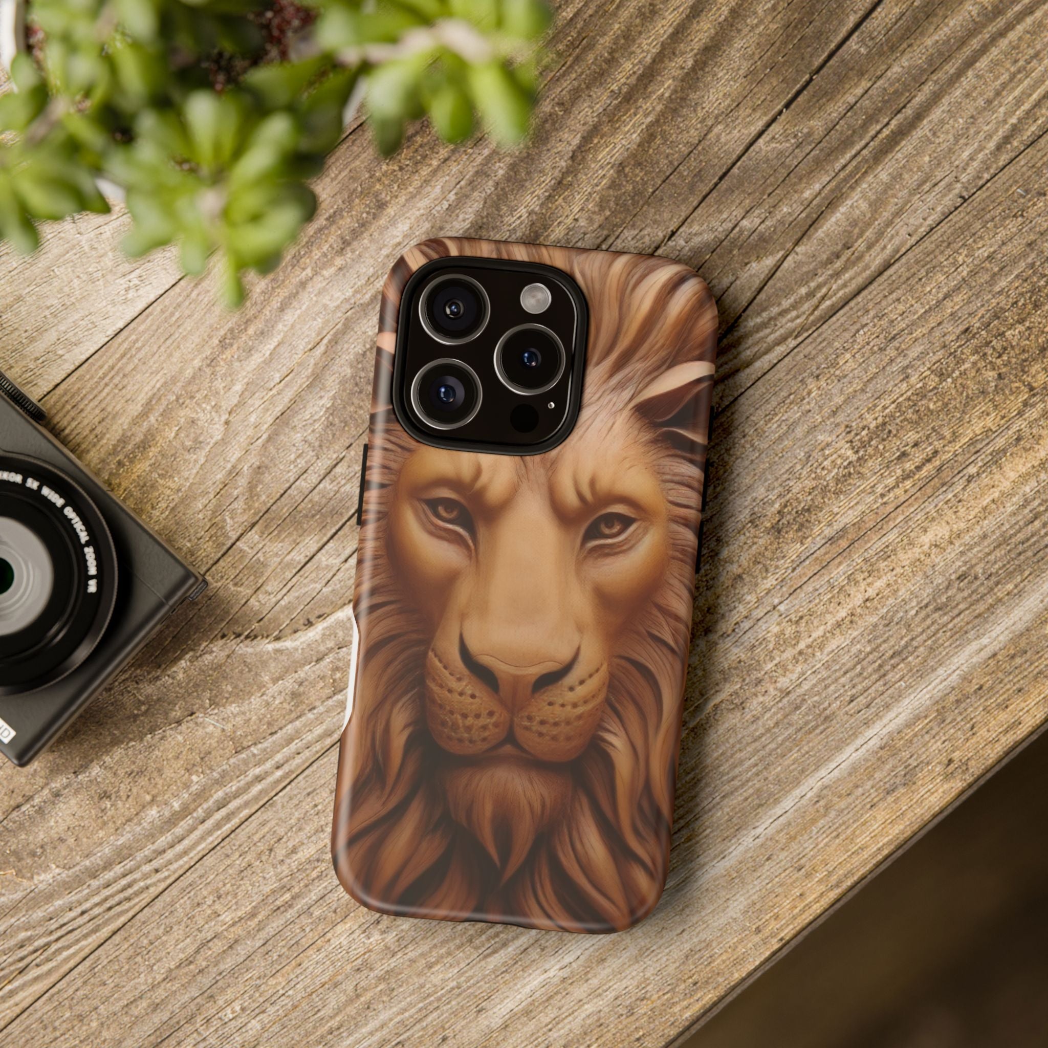 Majestic Lion Head Hexagon Stone iPhone Case