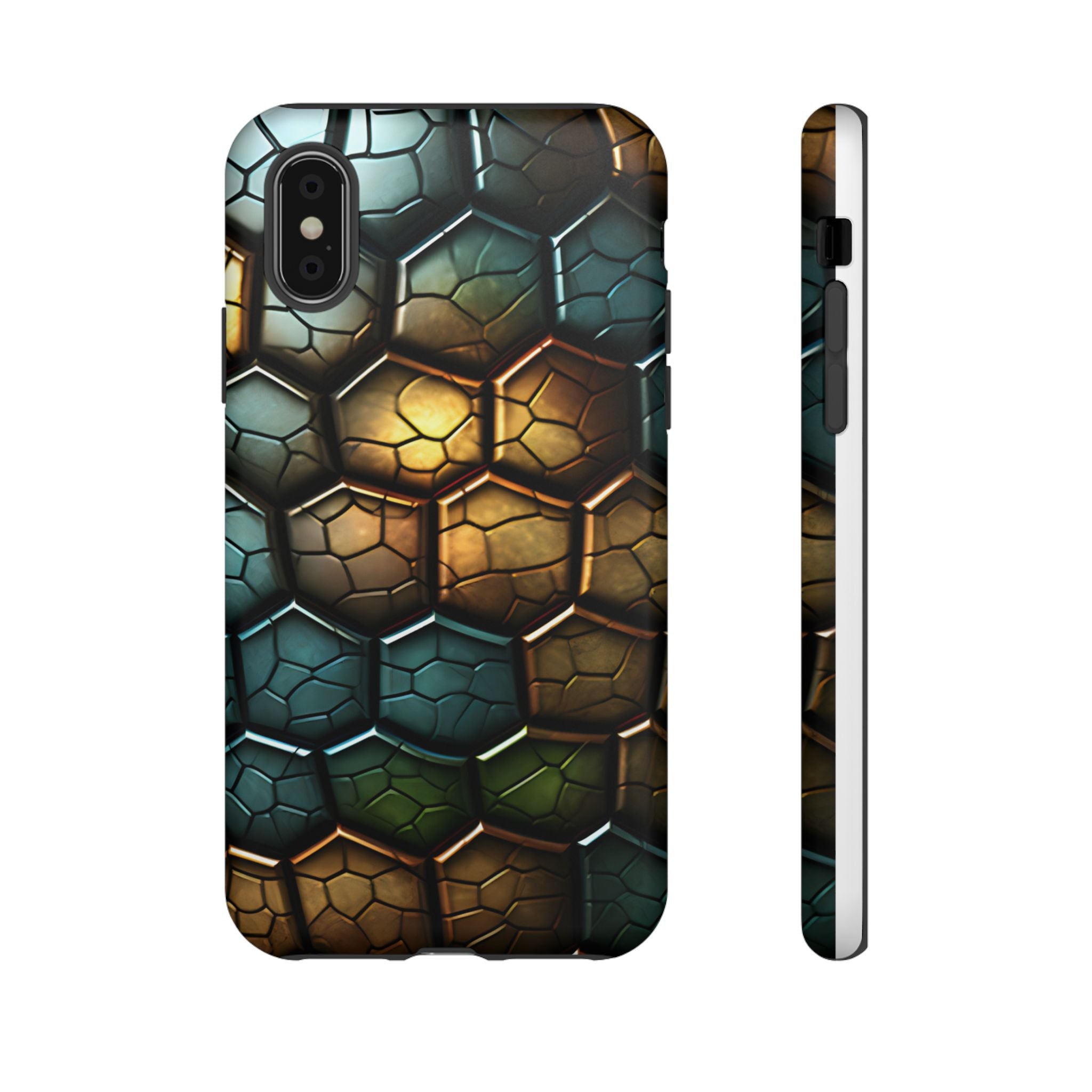 HexaScale iPhone Case: Teal & Bronze