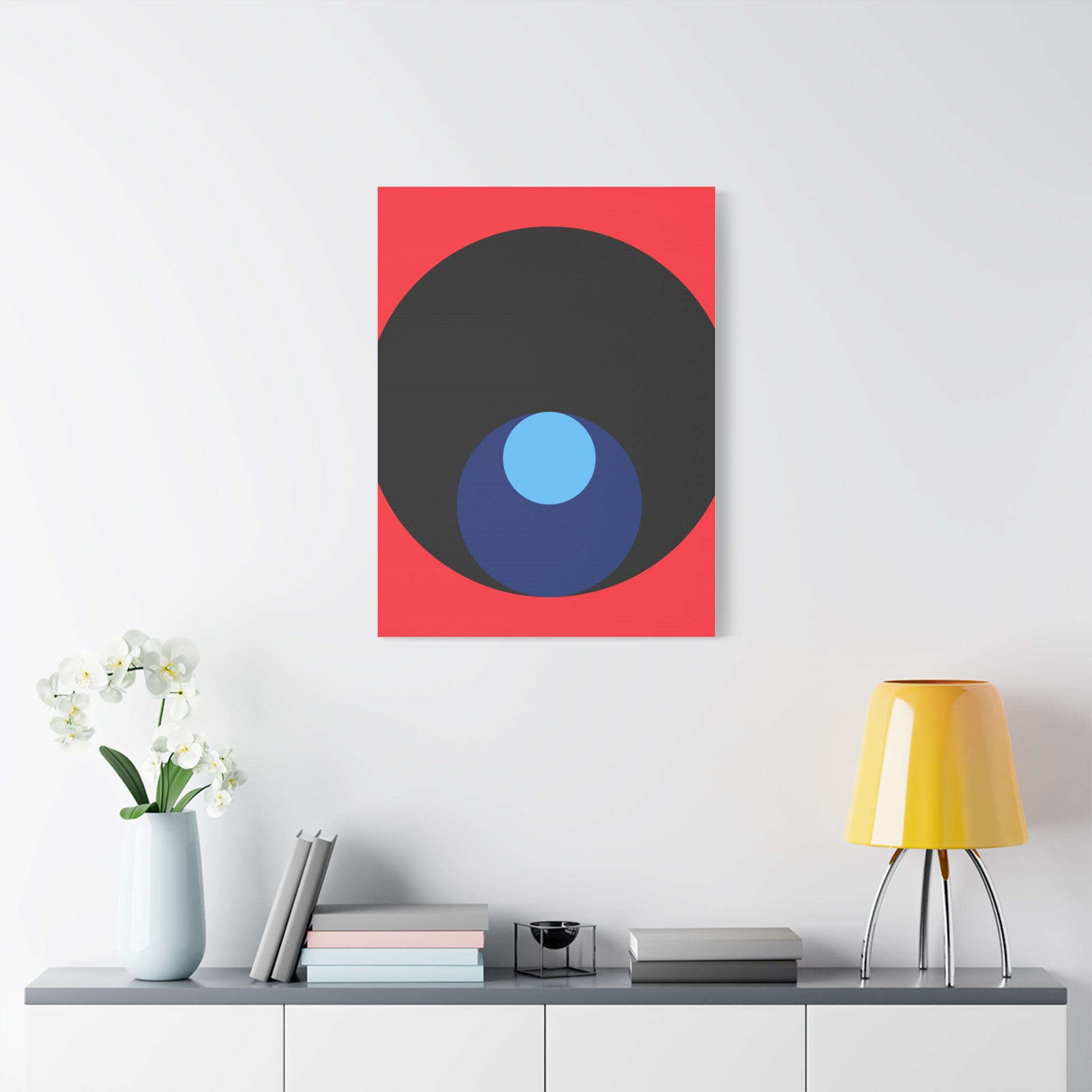 Abstract Concentric Circles Red Canvas Art