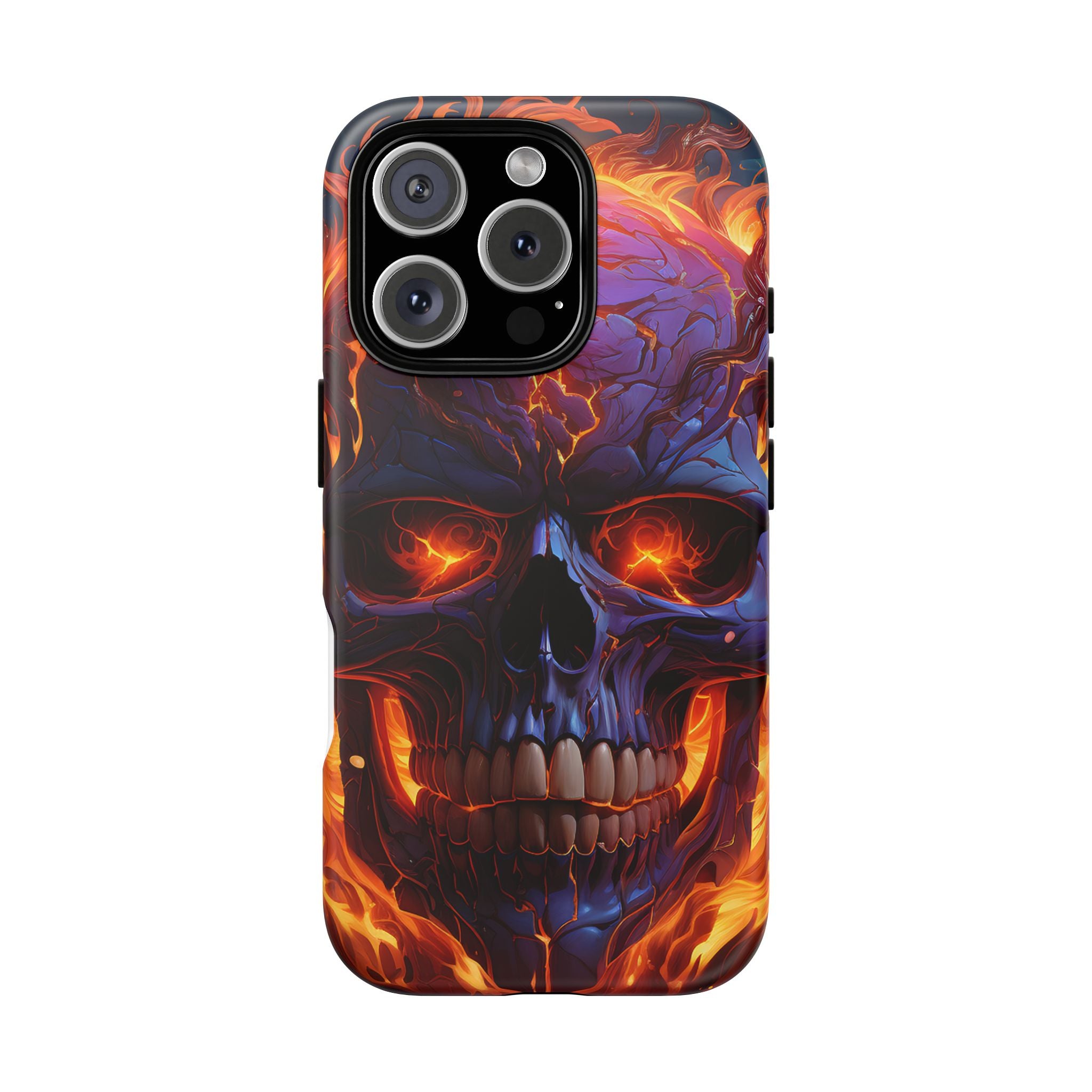 Fiery Skull Hexagon iPhone Case - Rugged Texture